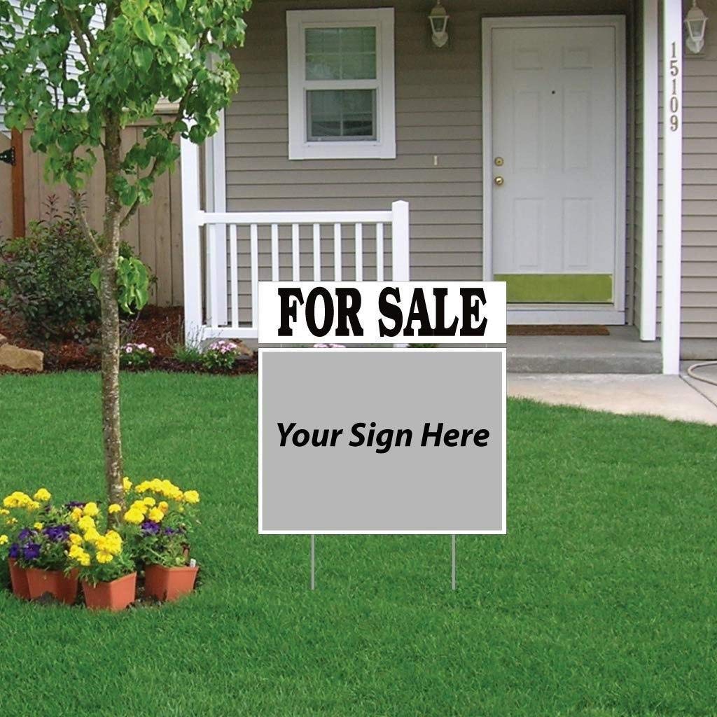 VictoryStore Realtor Yard Signs - Set of 4 Double-Sided Rider Signs with 8 Pins (6x24 Inches, Black Print) - Perfect for Open Houses, Property Listings & Real Estate Marketing