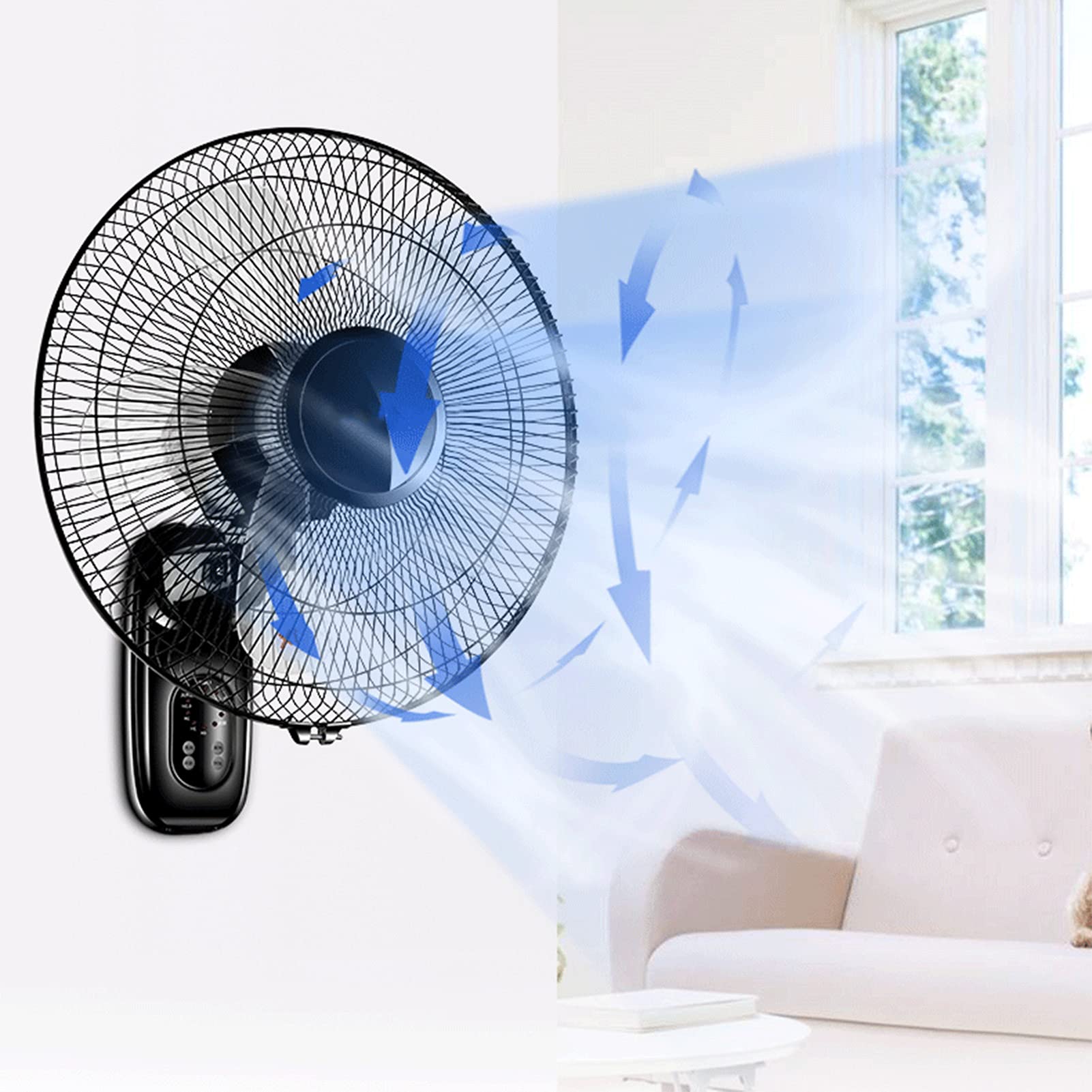 17 Inch Wall Mount Fan with 3 Speed Settings & 5 Blades - Quiet Oscillating Cooling Fan for Home, Office, and Commercial Use (Style 1) - Perfect for Bedrooms, Kitchens, Warehouses, and Workspaces