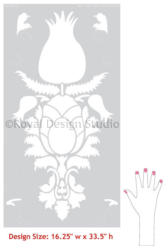 Authentic Uzbek Suzani Wall Stencil - Handmade Traditional Floral Pattern Decal for Home Decor, Living Room & Bedroom Wall Art