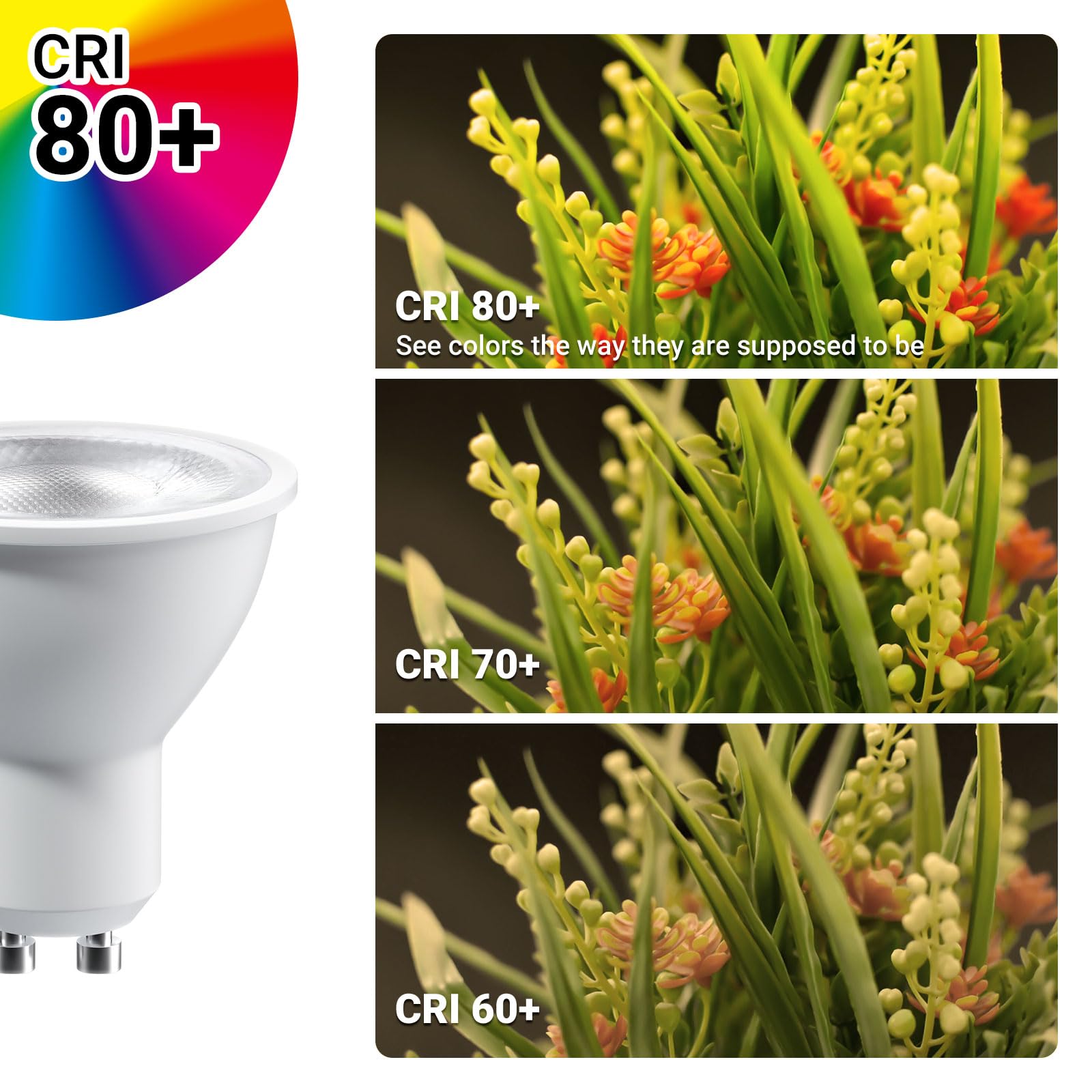 Dimmable GU10 LED Bulbs 7W (50W Halogen Equivalent) - 10 Pack Warm White 3000K, 630LM - Energy Saving Spotlights for Recessed Track Lighting, Home & Office Lighting | Perfect for Living Rooms, Kitchens, and Retail Displays