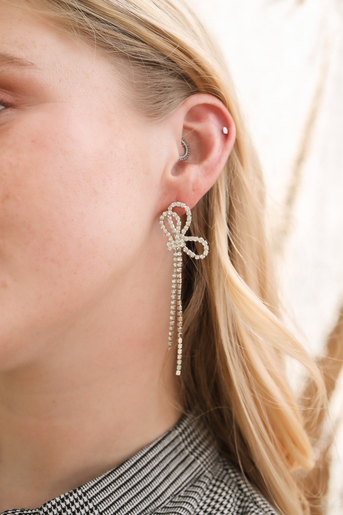 Ava Dangle Earrings in Silver Rhinestones - Elegant Party Jewelry for Women, Perfect for Weddings, Date Nights and Special Occasions