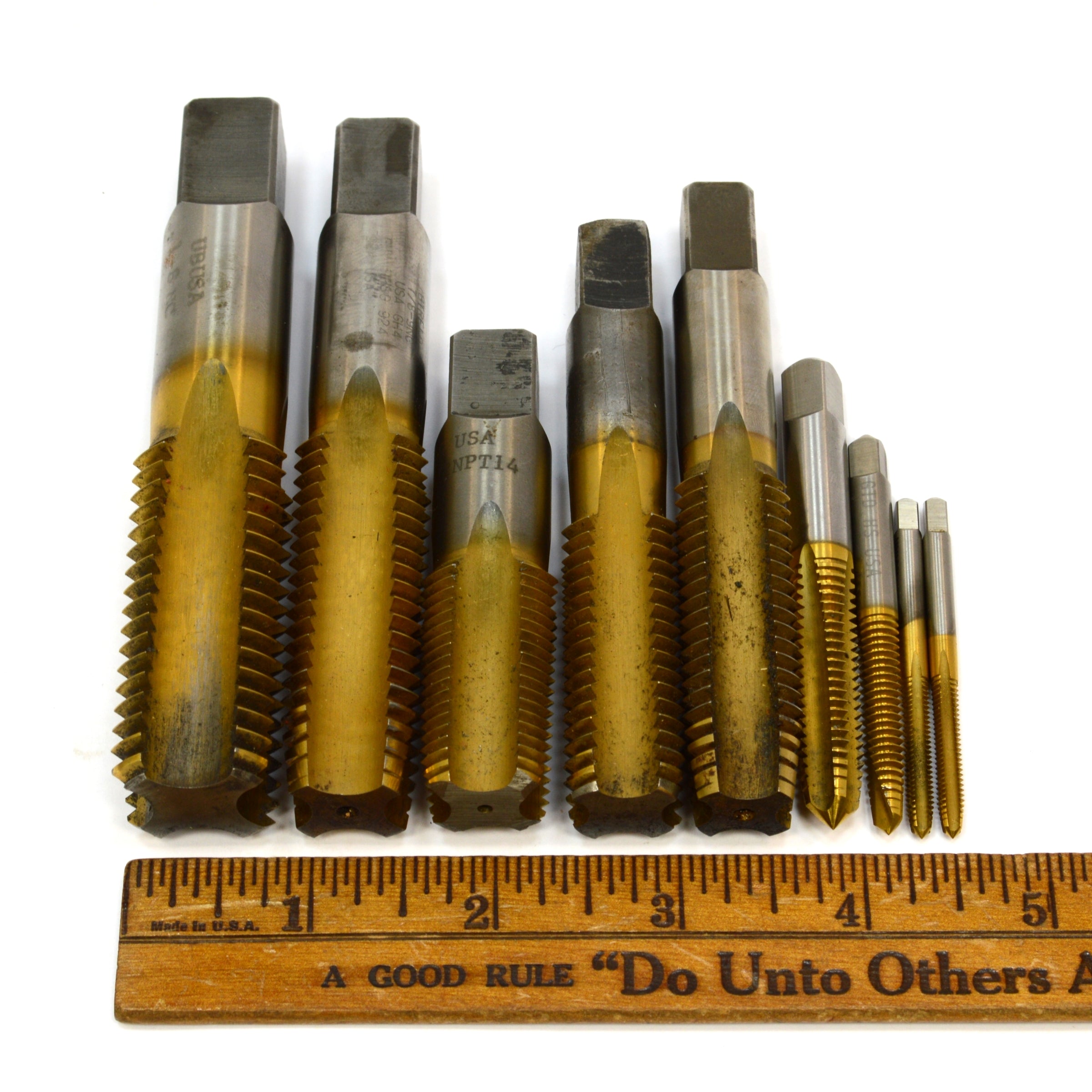 Premium Used UNION BUTTERFIELD Tap Set - 9 Sizes (1/8, 1/4, 3/8, 1/2, 5/8, 3/4, 7/8, 1 inch) for Metalworking, Plumbing & DIY Projects | High-Quality Industrial Tools