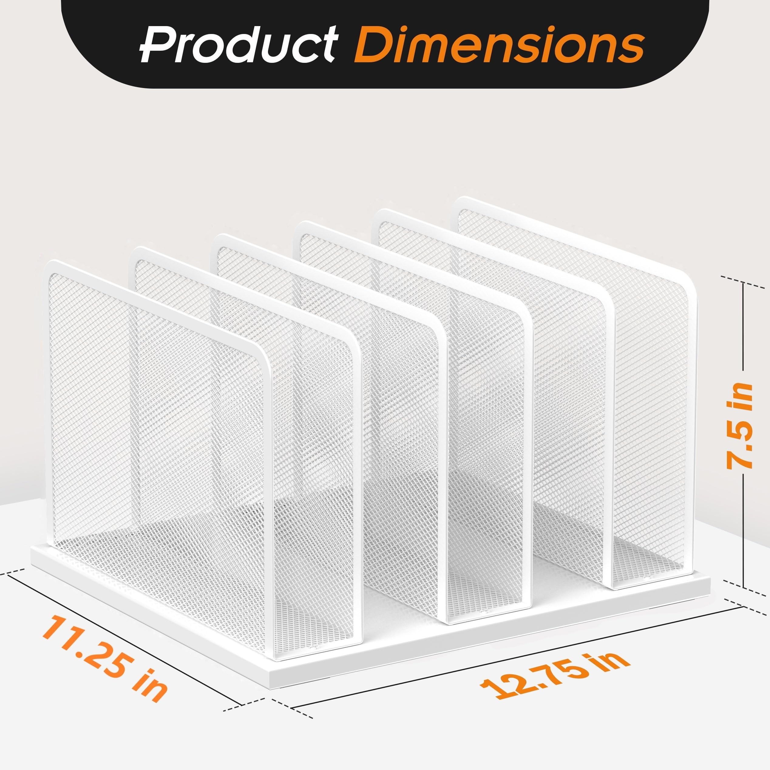 Kuntine.B Mesh Desk File Organizer - 5-Section Upright Desktop File Sorter for Office Documents, Papers & Folders - Perfect for Home Office, Classroom & Workspace Organization (White, 1 Pack)