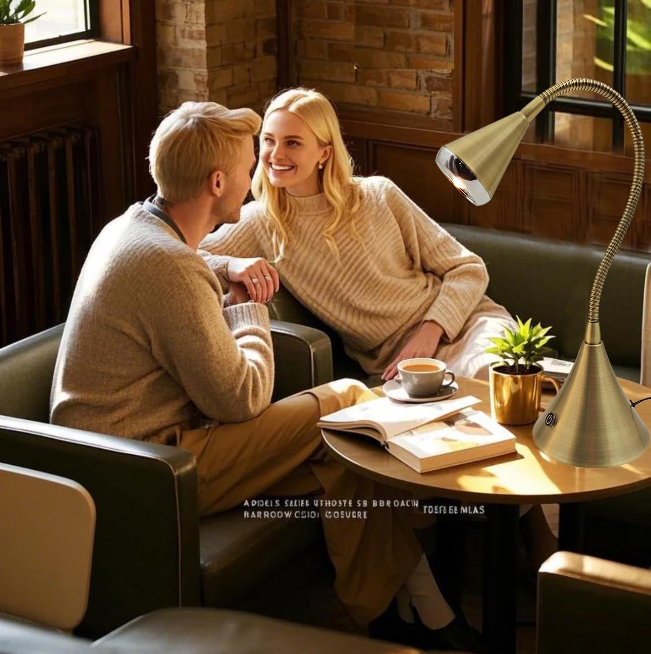 HomeFocus - Adjustable LED Desk Lamp with Touch Dimming & Flexible Gooseneck, Eye-Caring Reading Light for Home Office, College Dorms, Study Room - Gold Metal Base (Perfect for Night Reading & Computer Work)