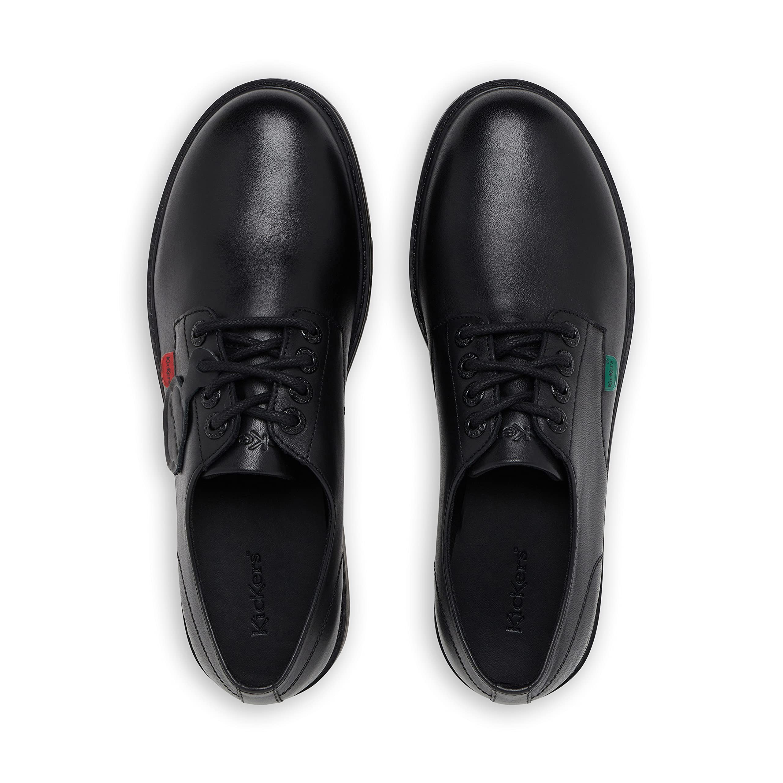 Kickers Men's Finley Lo School Uniform Shoe - Comfortable Black Leather Sneakers for Boys & Teens - Perfect for School, Uniform Dress Code & Casual Wear