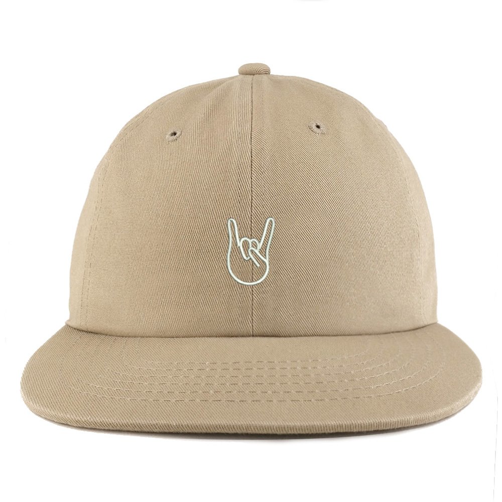 Trendy Rock On Embroidered Unstructured Flatbill Adjustable Cap - Stylish Snapback Hat for Men & Women - Perfect for Concerts, Outdoor Adventures & Streetwear Fashion