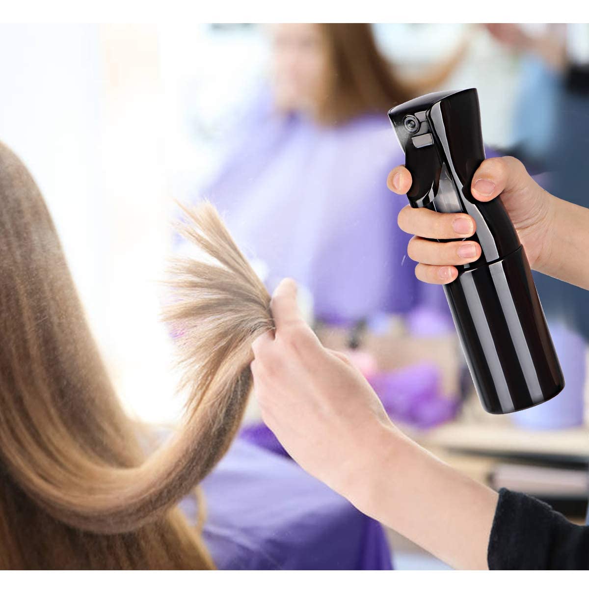 EZILO 300ml Fine Mist Spray Bottle for Hair Care, Styling & Hydration - Refillable Water Sprayer for Salon, Travel & Home Use