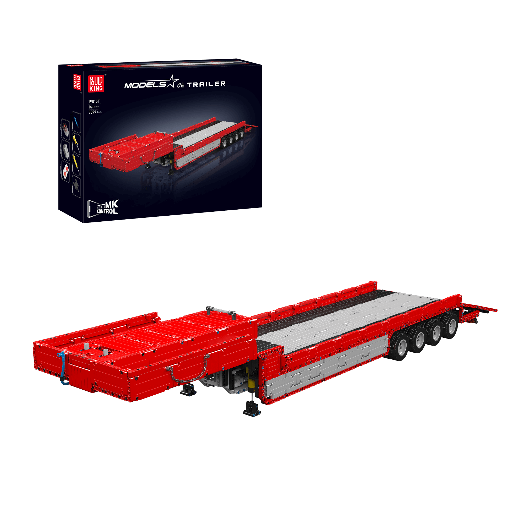 Mould King 19015+19015T FH16 Remote Control Pneumatic Tractor and Trailer Building Blocks Set - STEM Educational Toy for Kids & Adults, Perfect for Construction Play and Collectors