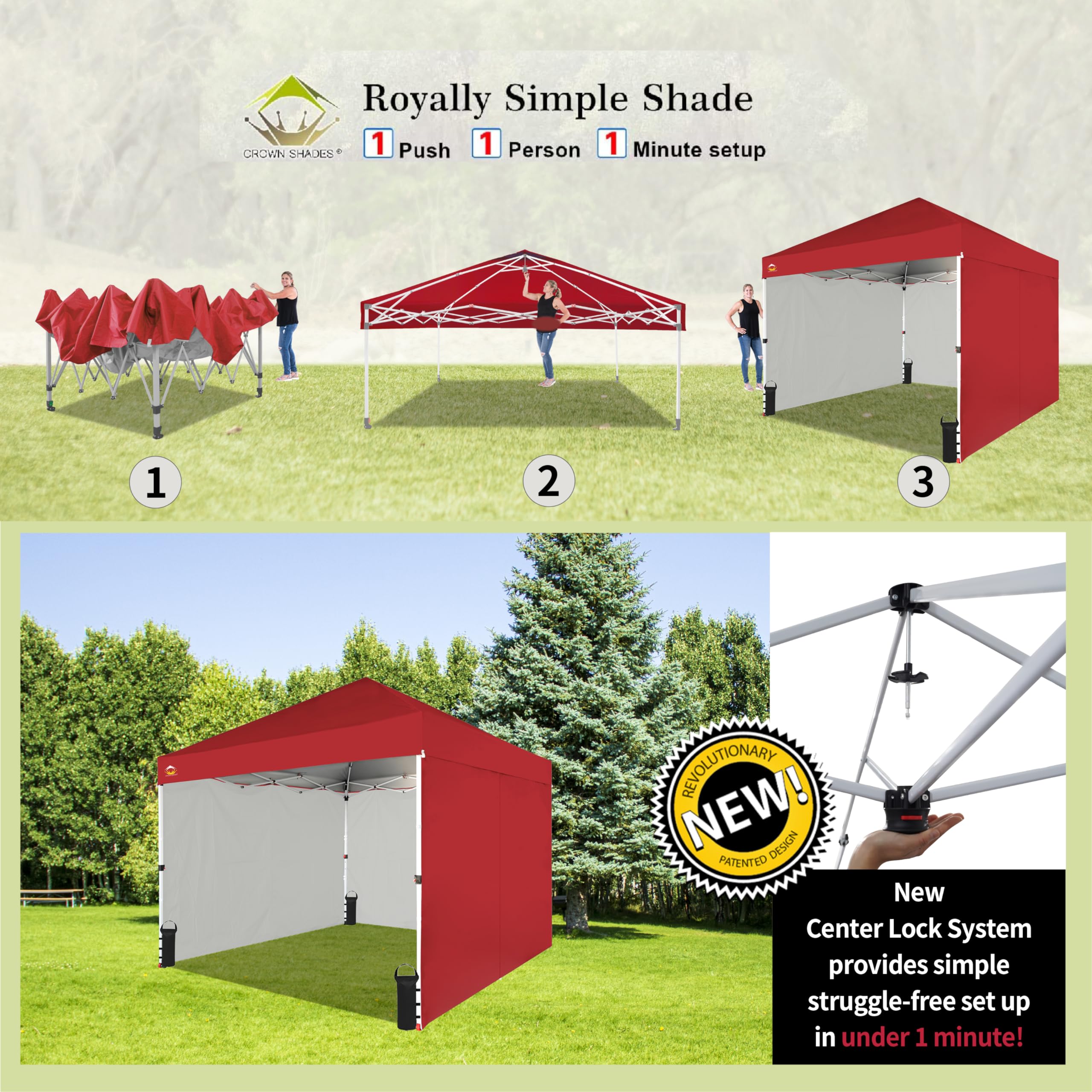 10x10 Pop Up Canopy Tent with Sidewalls - Red for Outdoor Events