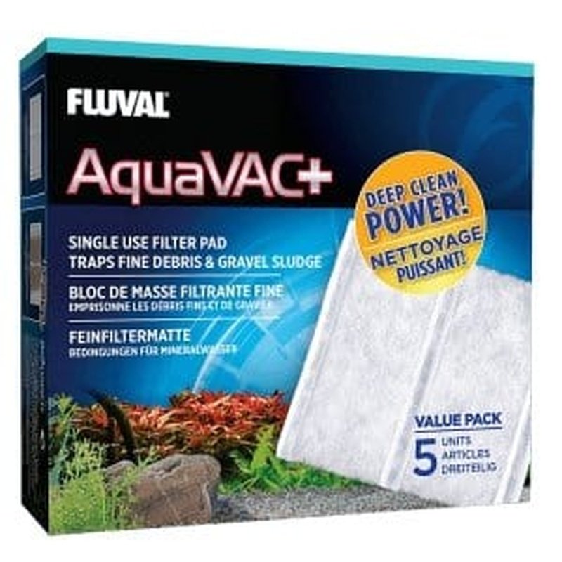 Fluval AquaVAC+ Fine Filter Pad 5 Pack - Premium Aquarium Filter Media for Crystal Clear Water - Perfect for Freshwater & Saltwater Fish Tanks
