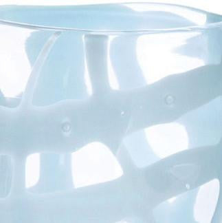 Aria Glasses - Set of 6 Blue Grid Drinking Glasses for Cocktails, Juice & Iced Coffee | Elegant Barware for Home, Restaurant & Party Use