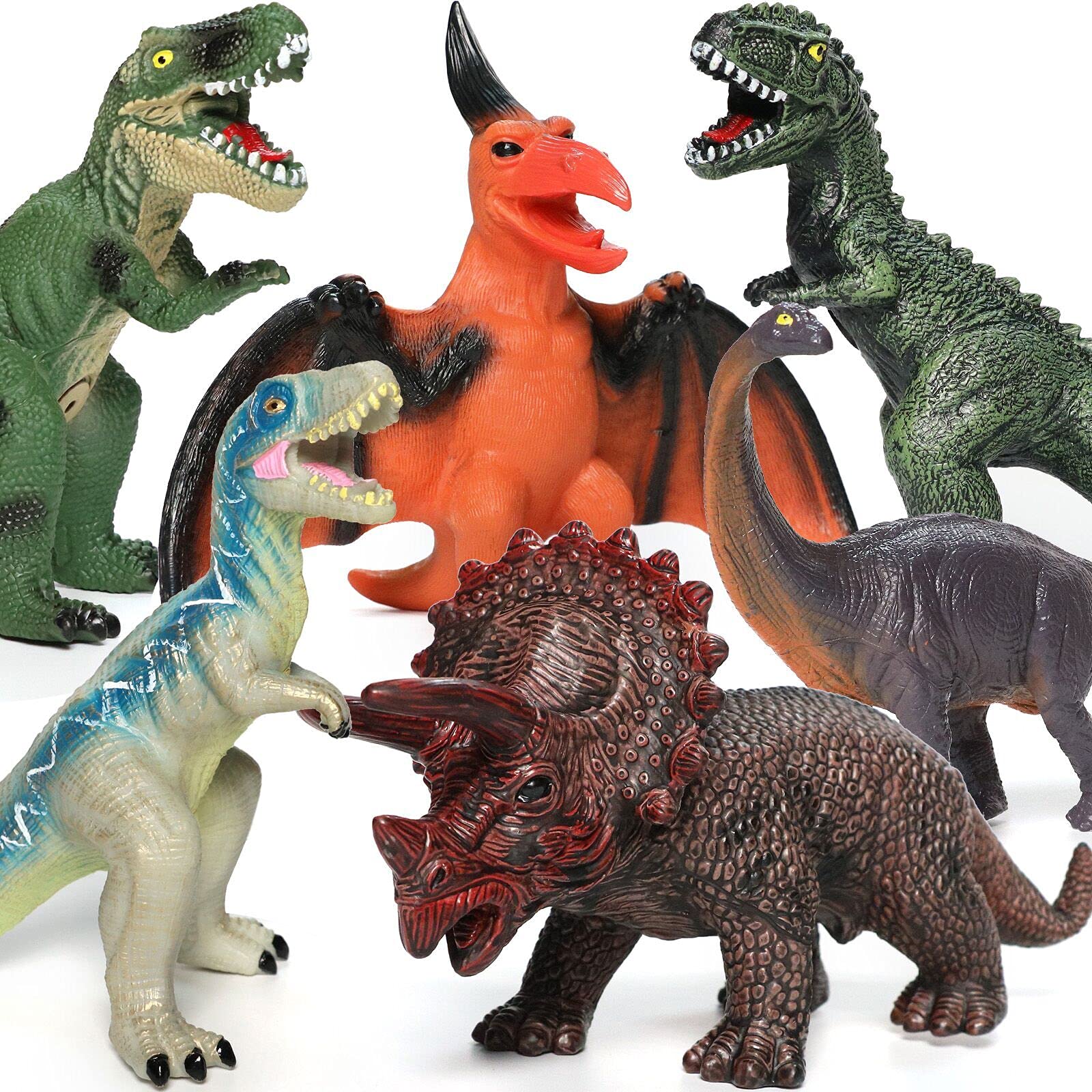 6 Piece Jumbo Dinosaur Toys for Kids & Toddlers - Large Soft Dinosaur Figures for Ages 3-5 | Perfect Dinosaur Party Favors, Birthday Gifts for Boys & Girls | Great for Imaginative Play, Educational Learning & Dinosaur Themed Decorations