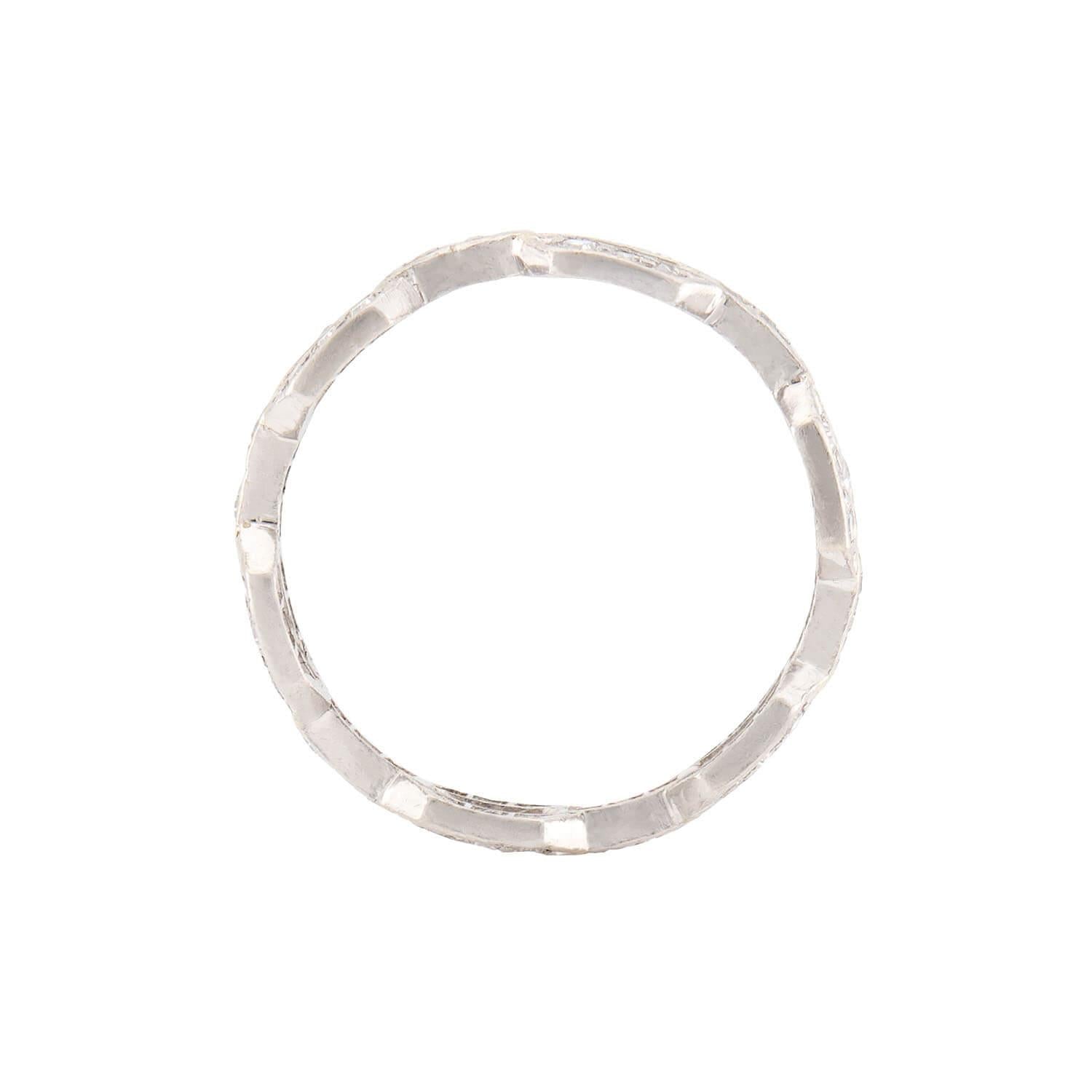 Platinum Diamond Chain Link Ring for Women - Elegant Estate Jewelry for Weddings, Anniversaries & Special Occasions