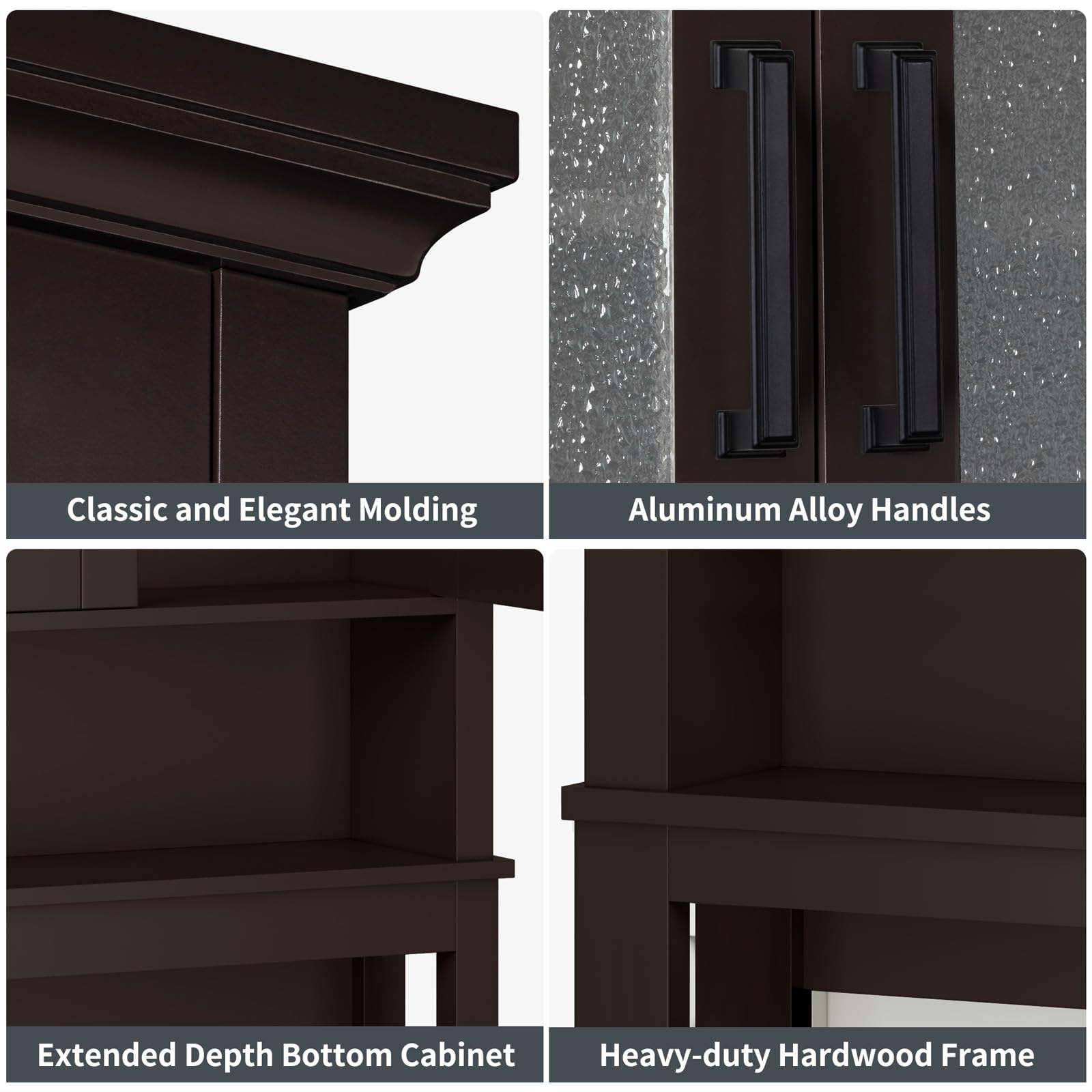 Over The Toilet Storage Cabinet with Glass Doors & Adjustable Shelf - Thick Frame Bathroom Organizer for Above/Behind Toilet - Espresso Finish - Perfect for Small Bathrooms, Apartments & Space-Saving Storage Solutions