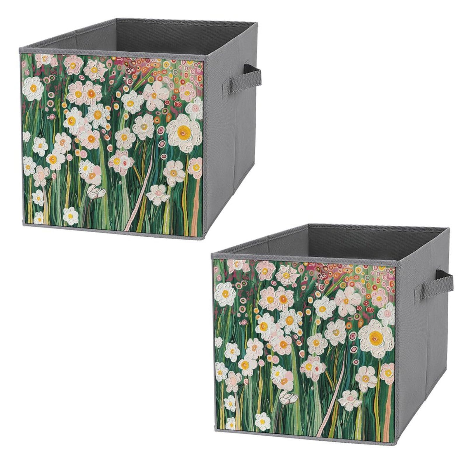 2-Pack Collapsible Storage Bins with Handles - Foldable Fabric Storage Baskets for Clothes, Toys & Home Organization (Red & Green) - Perfect for Closet, Nursery, Garden & Pantry Storage