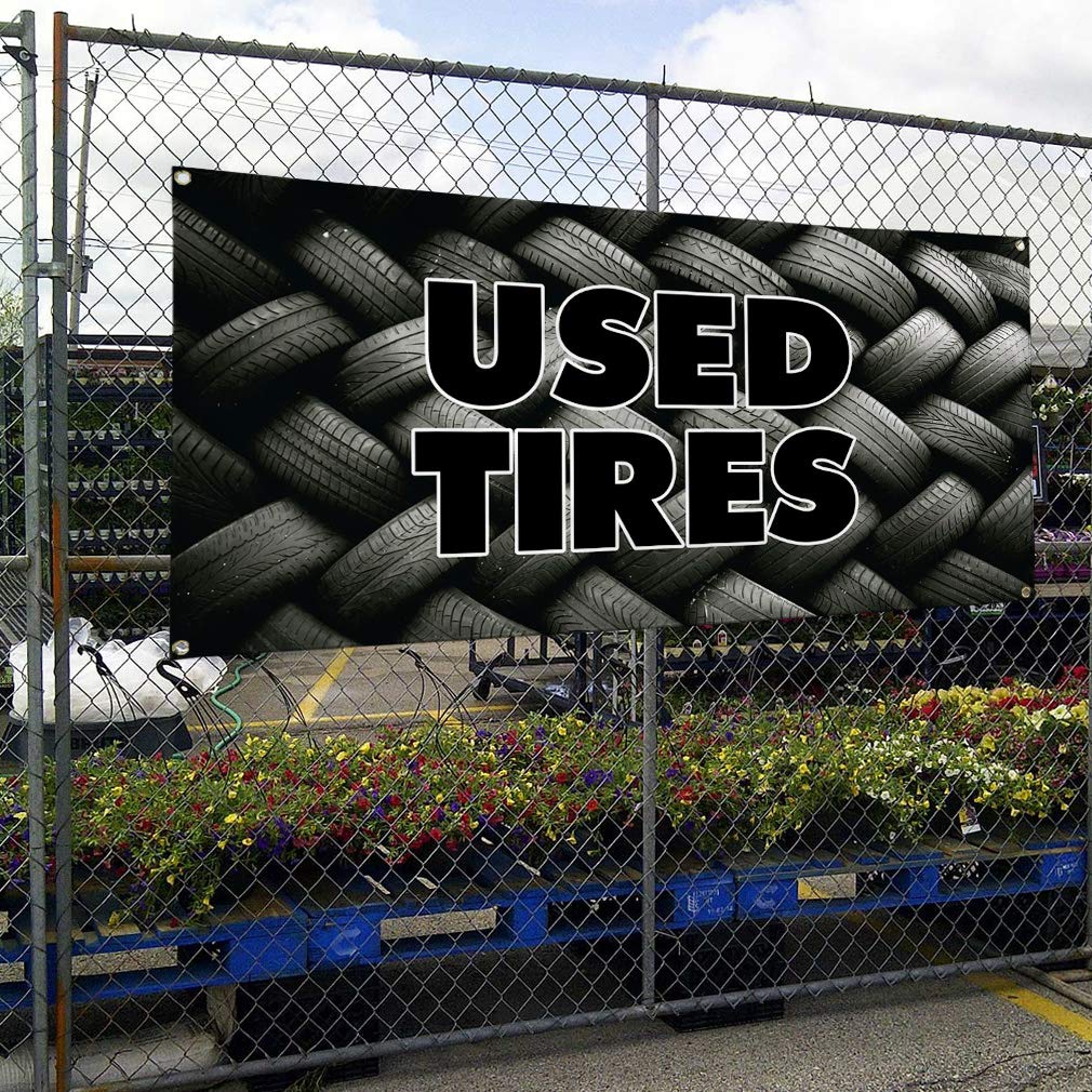 Vinyl Banner - 60x144 Inches with 10 Grommets - Heavy Duty Weatherproof Outdoor Advertising Sign for Automotive, Industrial & Yard Use - Multiple Sizes Available (Grey) - Perfect for Tire Shops, Car Dealerships & Construction Site Signage