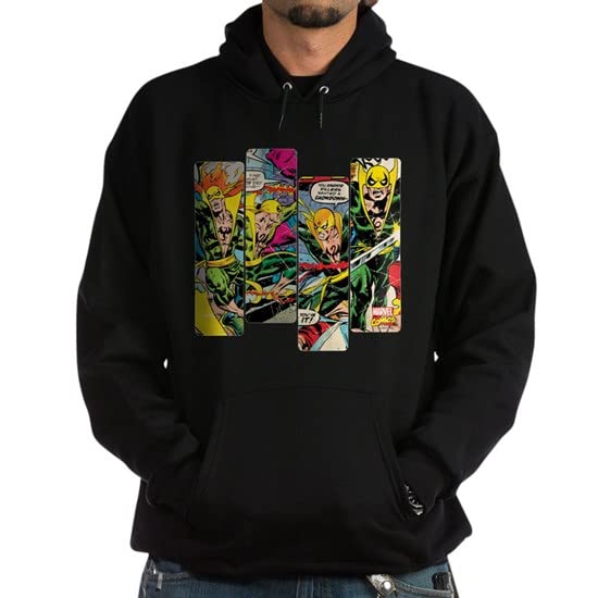 Marvel Iron Fist Graphic Hoodie for Men - Dark Pullover with Panels | Casual Streetwear, Cosplay & Superhero Fan Apparel