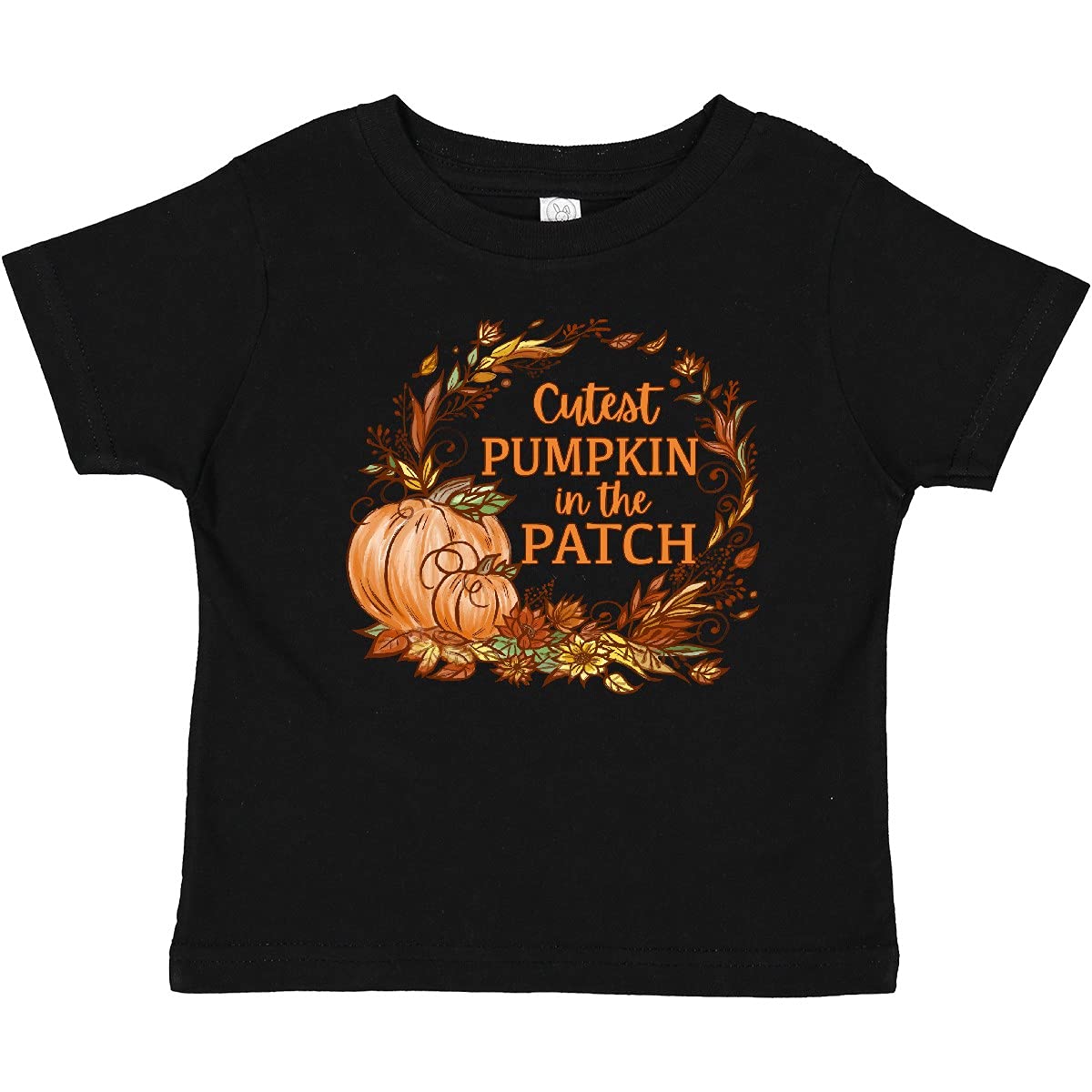 Adorable Pumpkin in The Patch with Autumn Leaves Baby T-Shirt - Cute Fall Outfit for Infants & Toddlers - Perfect for Halloween, Thanksgiving & Autumn Photoshoots