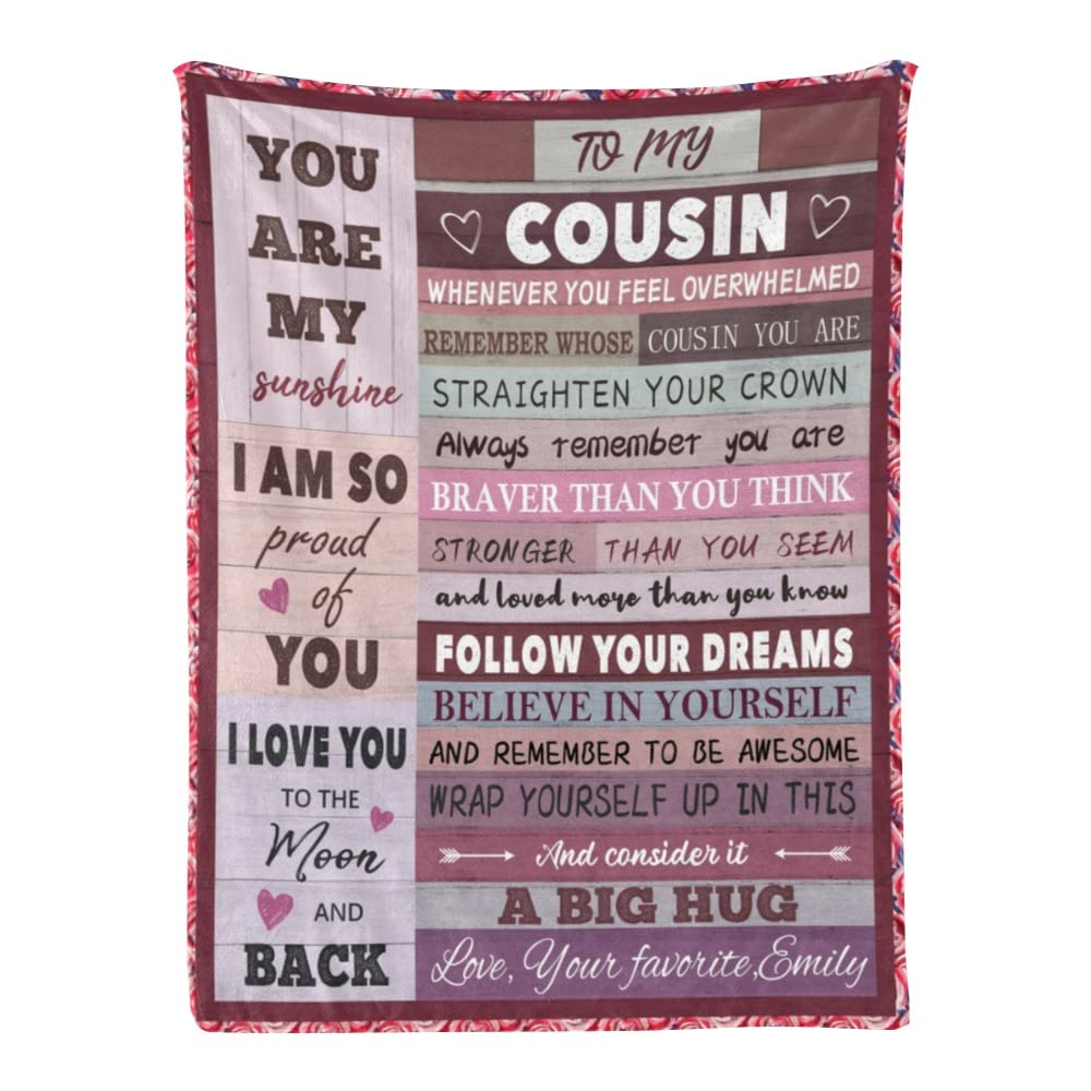 Personalized Cousin Blanket - Soft Fleece Throw for Women, Birthday & Christmas Gifts - Cozy Blanket for Bed, Couch & Travel - Perfect Gift for Cousins