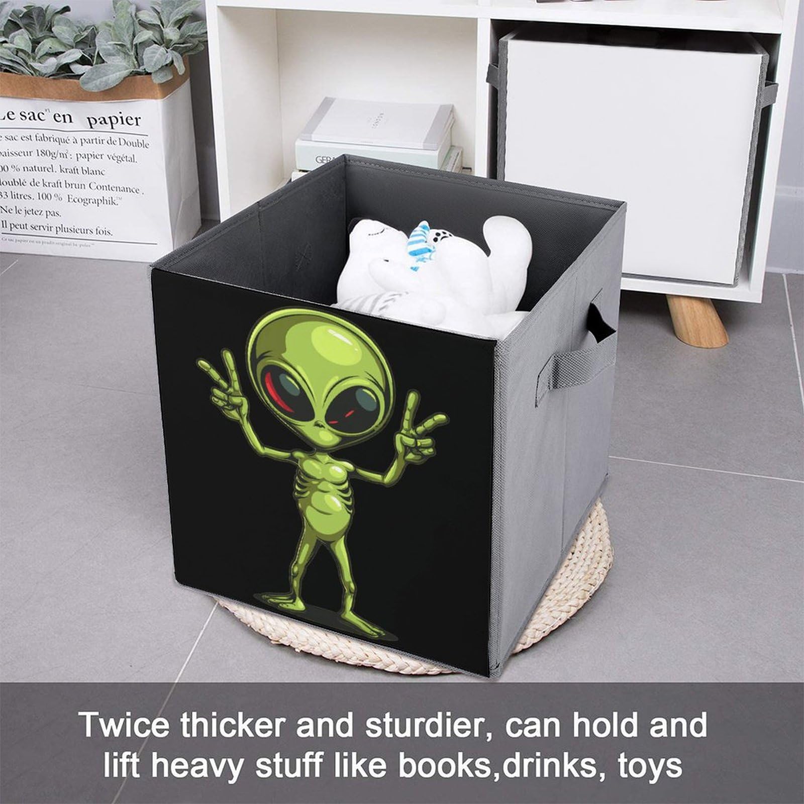 Alien Storage Cubes Organizer with Handles - for Home & Office Organization