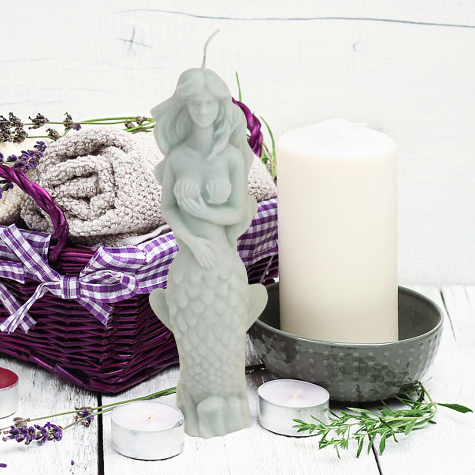 3D Mermaid Silicone Candle & Soap Molds for DIY Crafts - Reusable Handmade Candle Making Kit - Perfect for Halloween Party Decorations, Home Decor & Gift Making