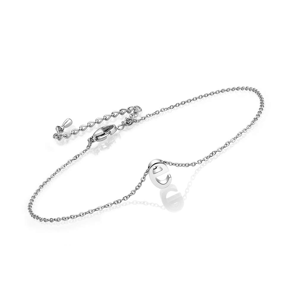 BOCHOI Personalized Initial Anklet for Women & Teen Girls - Stainless Steel Adjustable Alphabet Ankle Bracelet - Perfect Birthday Gift for Girlfriend, Best Friend & Daughter - Great for Beach, Summer & Everyday Wear
