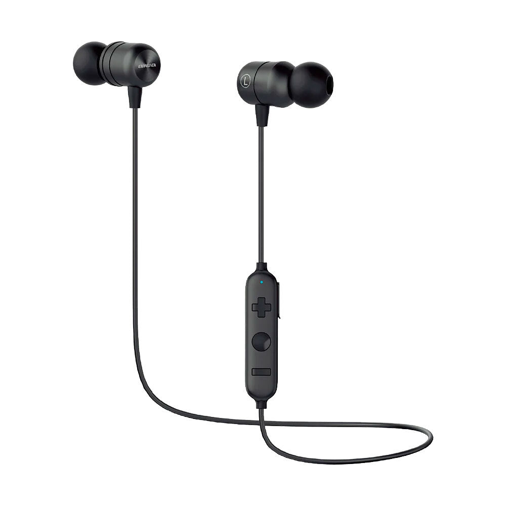 AIWA Wireless Bluetooth 5.0 Sports Earbuds with Gel Ear Tips - Sweatproof & Noise Isolating for Running, Gym Workouts & Outdoor Activities (Black)