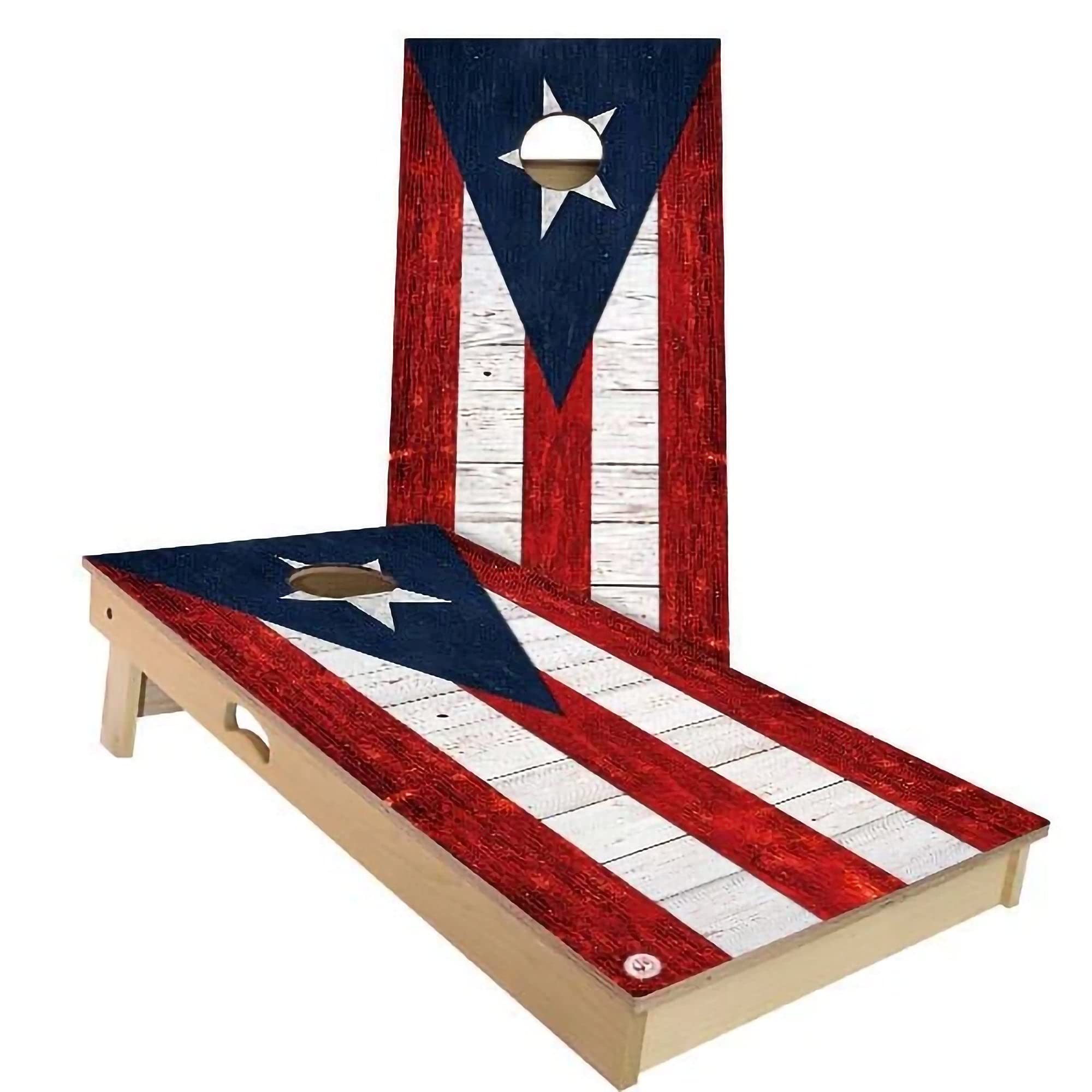 Skip's Garage Puerto Rico Flag Cornhole Board Set - 2 Boards & 8 Bags - Custom Size & Accessories - Outdoor Lawn Games for Backyard, Tailgating & Beach Parties
