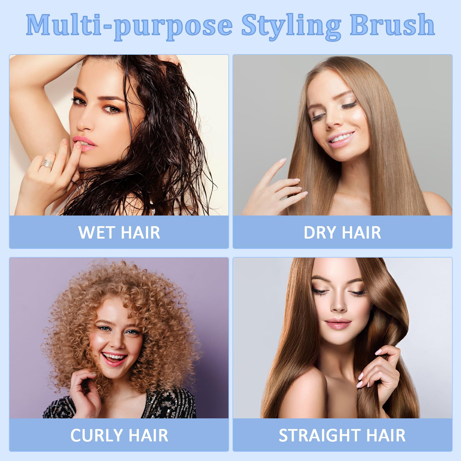 START MAKERS Vented Hair Brush for All Hair Types - Detangling & Styling at Home or Salon (Blue)