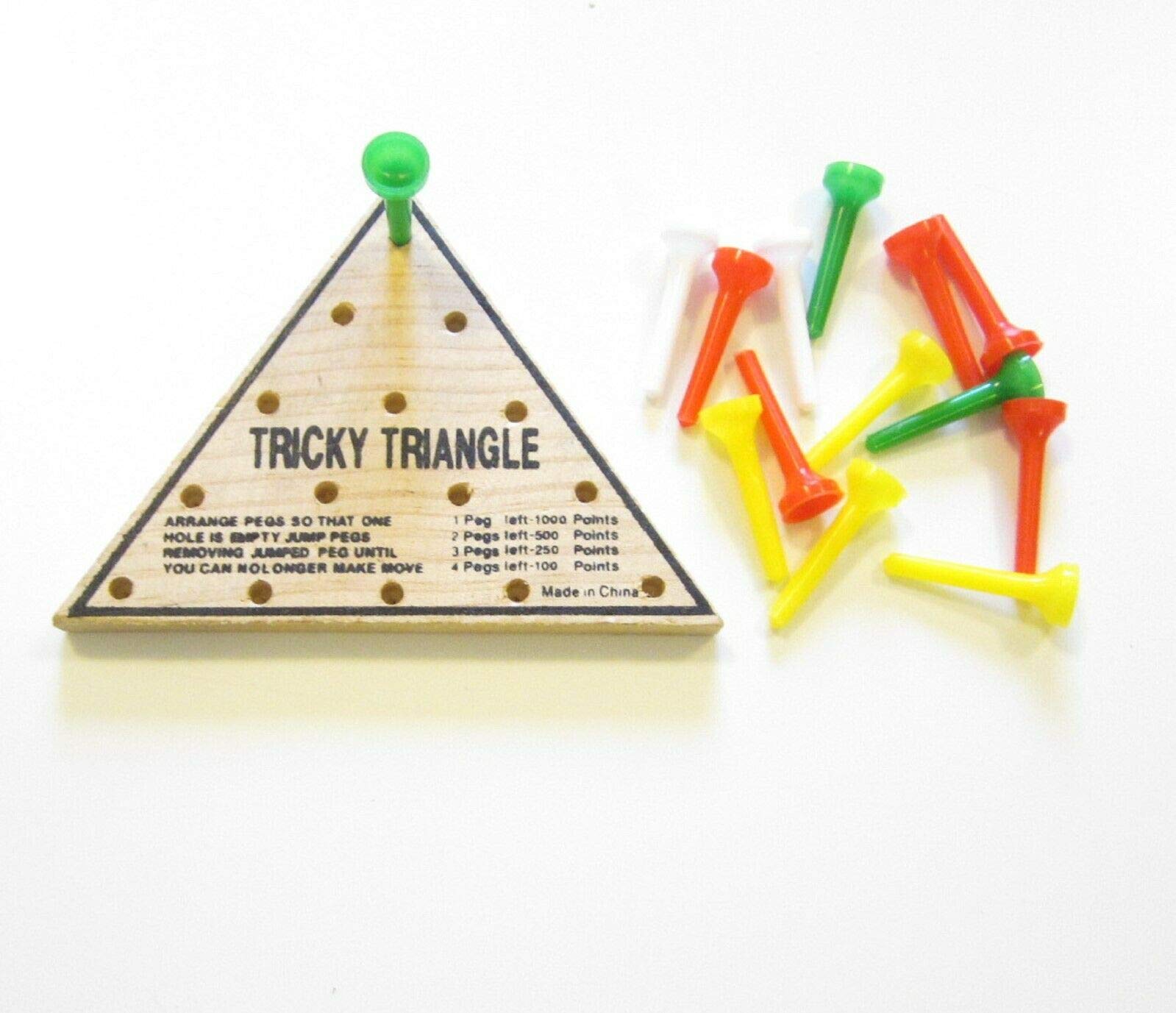 1 New Wooden Tricky Triangle Puzzle & Wooden Tic Tac Toe Game Set - Fun Brain Teasers for Kids & Adults, Perfect for Family Game Nights, Travel & Classroom Activities
