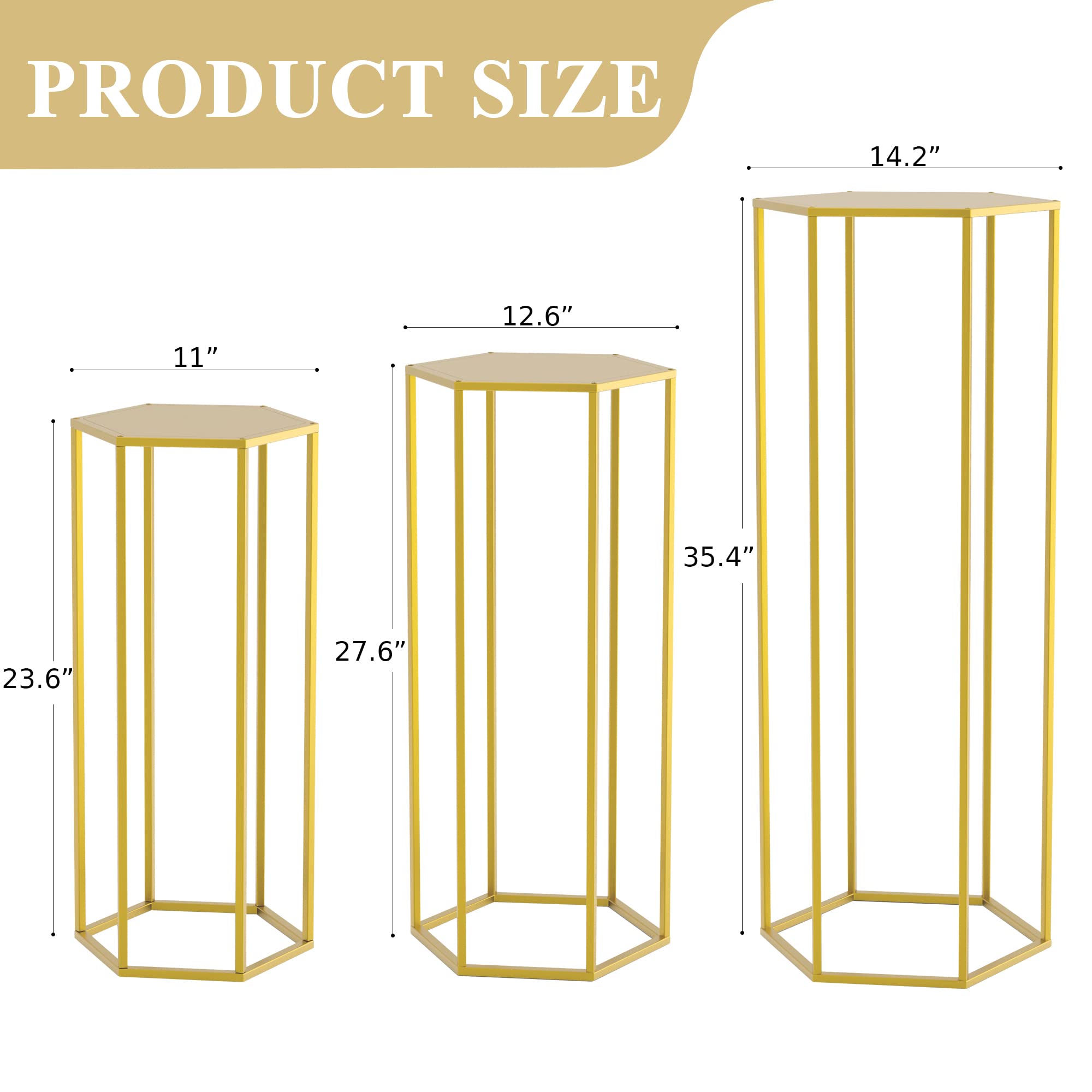 Hexagon Pedestal Stand Set of 3 - 35.43