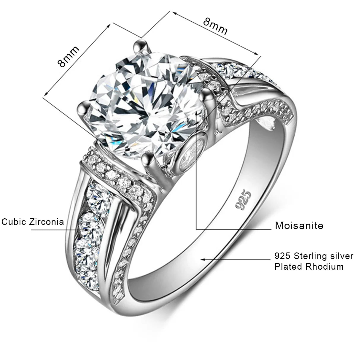 2ct D Color VVS1 Certified Moissanite Diamond Ring for Women - 925 Sterling Silver Wedding Jewelry - Passes Diamond Test - Perfect for Engagement, Anniversary & Special Occasions