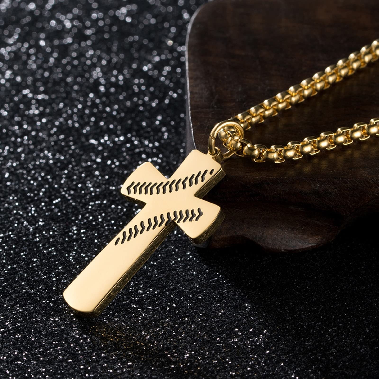 Stainless Steel Men's Necklace with Baseball Cross Pendant - Durable Chain Jewelry for Men - Perfect for Gifts, Casual Wear & Sports Events