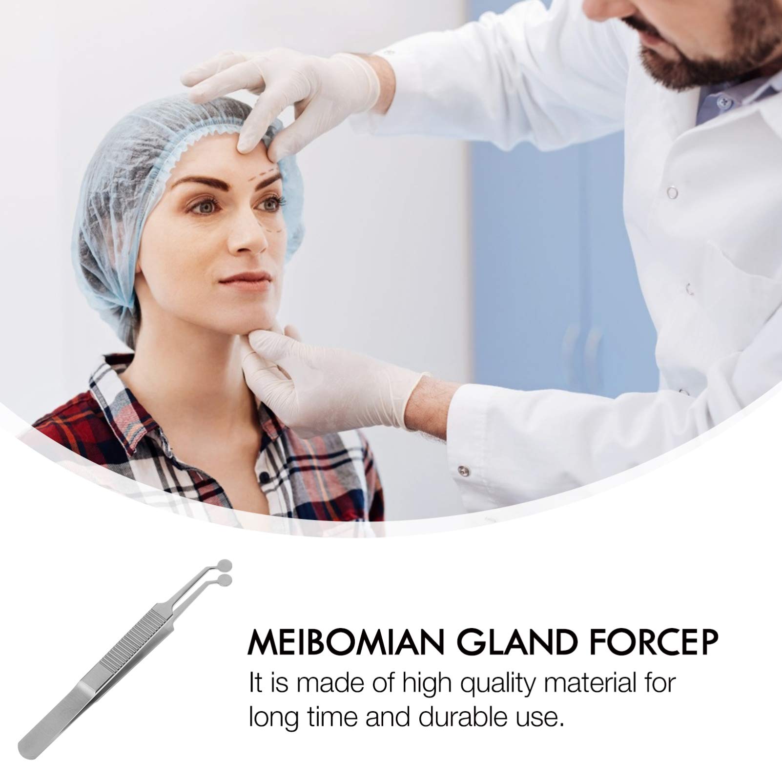 Mikikit Eyelid Massage Tweezers - Stainless Steel Round Head Meibomian Gland Expressor for Dry Eyes Relief | Perfect for Home Eye Care & Professional Use