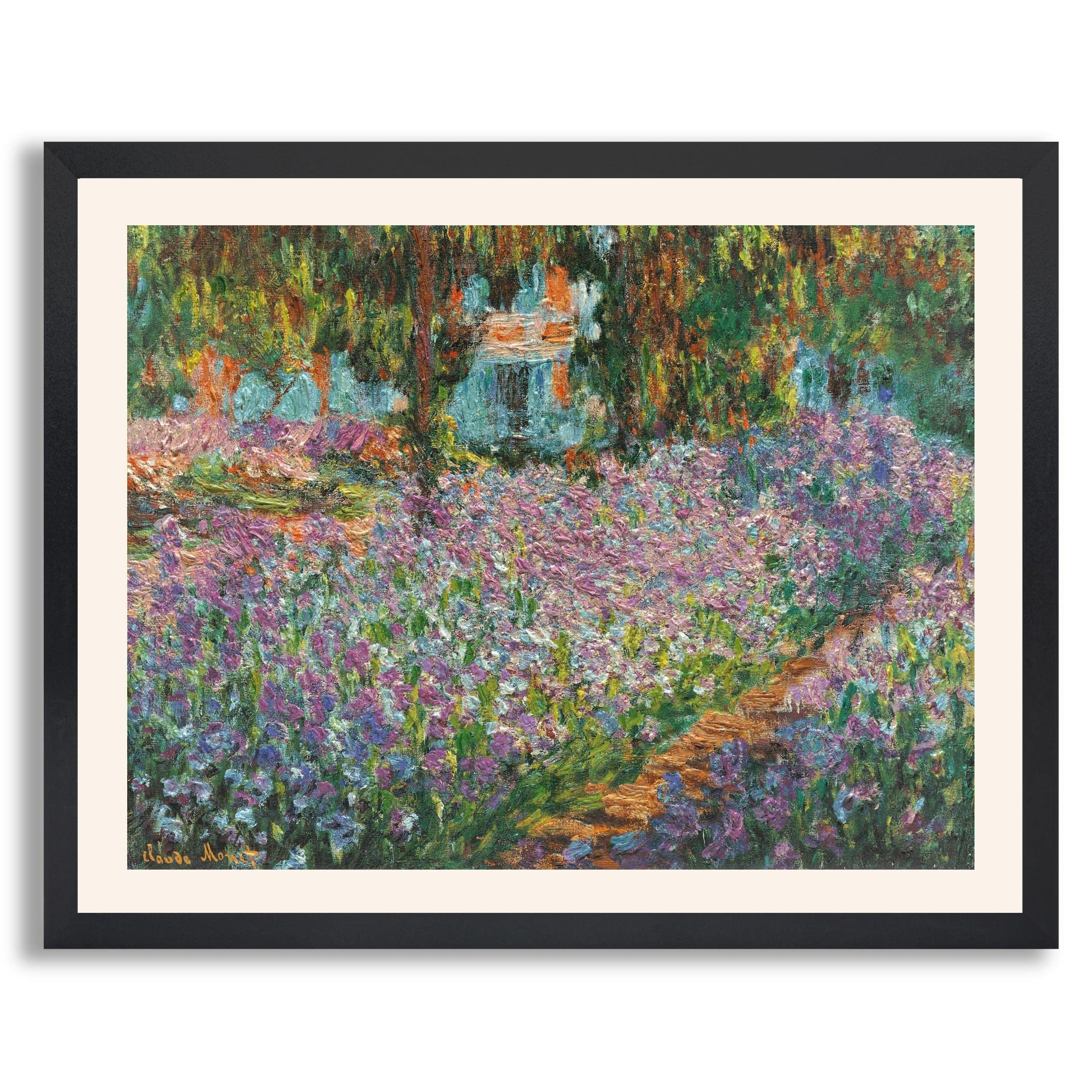 Claude Monet Irises in Monet's Garden Framed Art Print - High Quality Painting Reproduction Poster in Wood Frame | Wall Decor for Living Room, Office & Home | Perfect Gift for Art Lovers & Interior Design