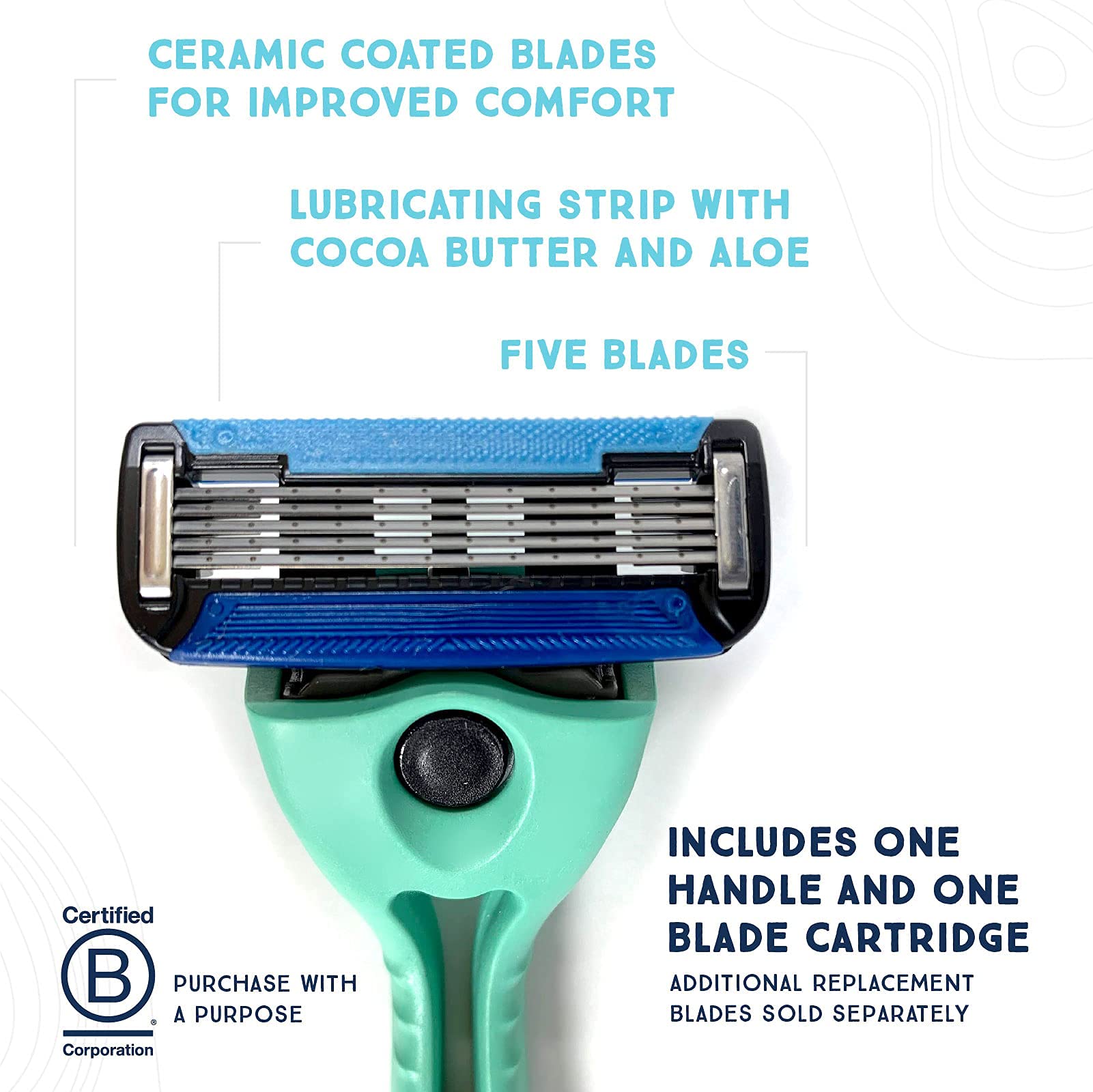 Preserve Shave 5-Blade Refillable Razor - Eco-Friendly Recycled Materials - Key Lime Scent - Perfect for Travel & Sustainable Shaving