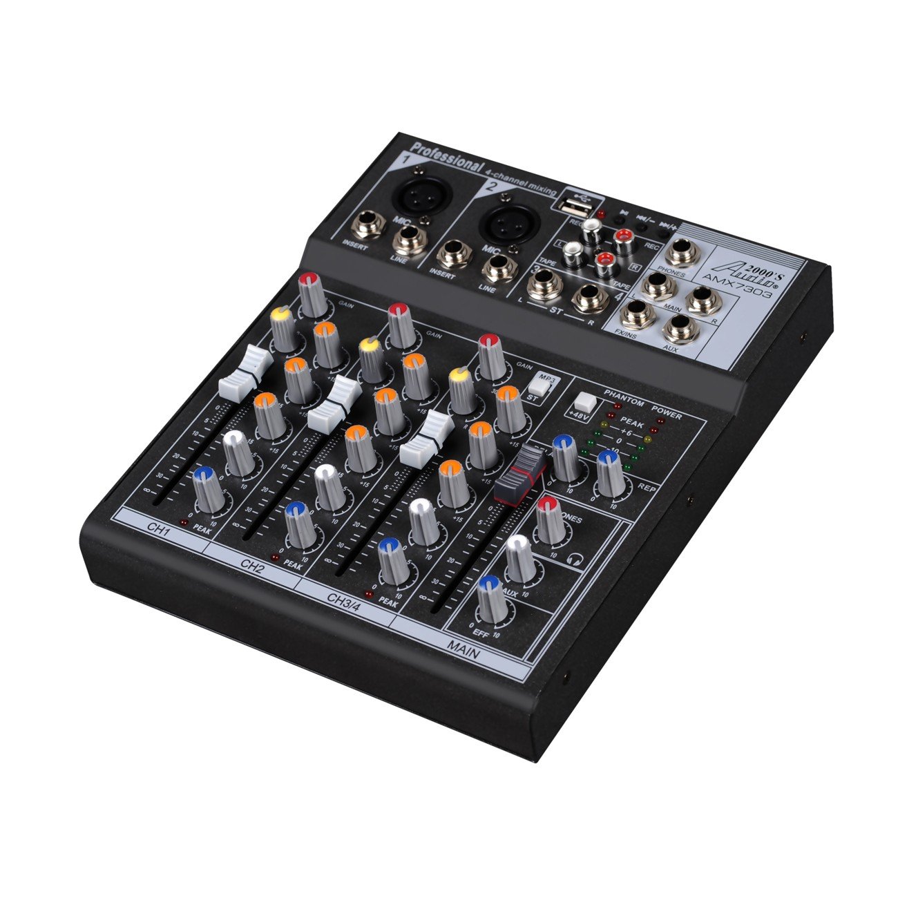 Professional 4-Channel Audio Mixer Sound Board for DJs & Live Performances | High-Quality 2000s Style Mixing Console | Perfect for Home Studios, Podcasting & Music Production