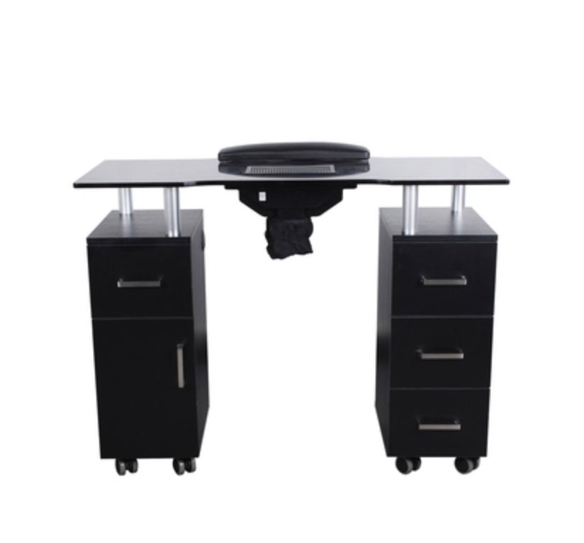 GLASGOW Nail Table with Built-in Fan for Salon & Home Use - Portable Manicure Pedicure Station with Ventilation System