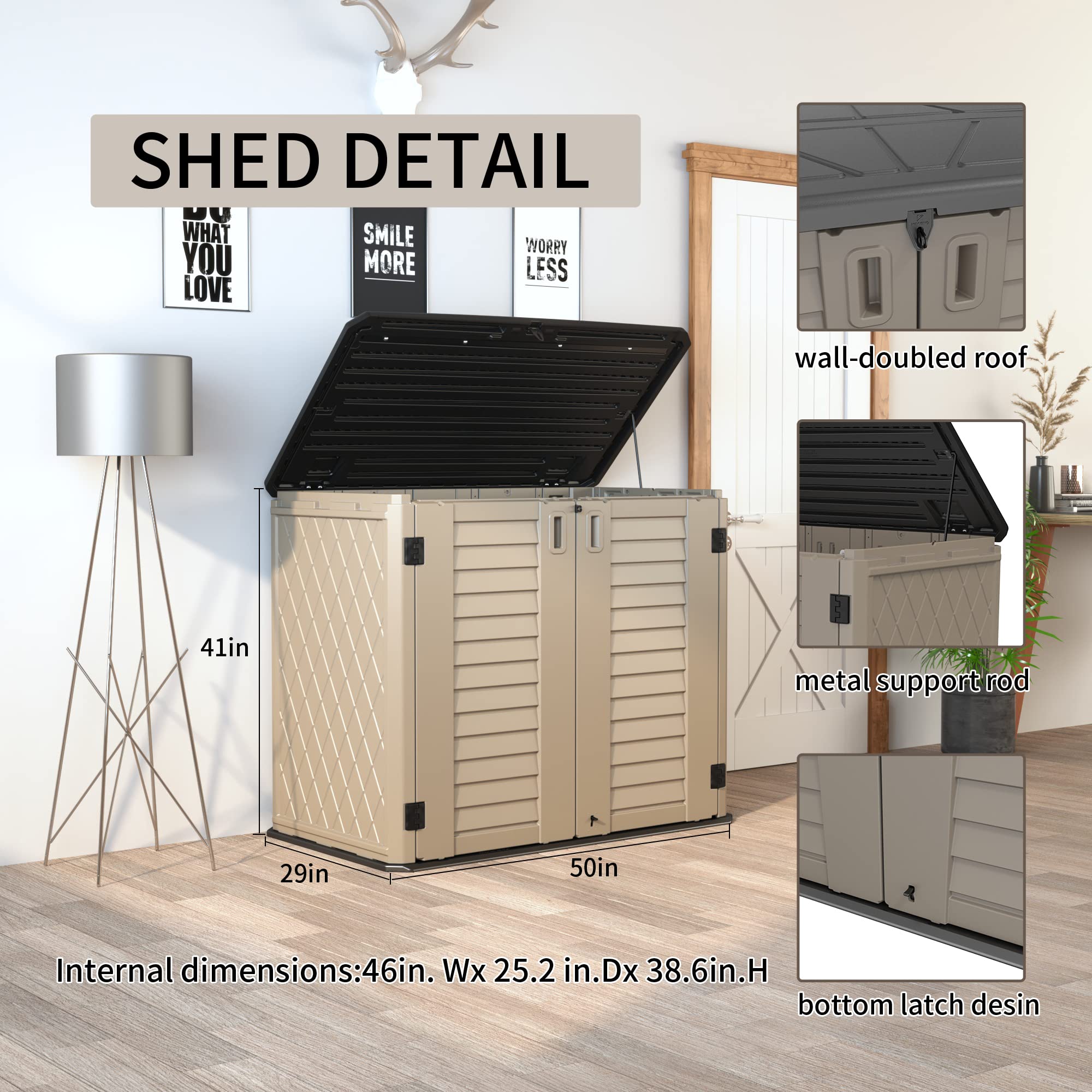HOMSPARK 26 cu.ft Large Weatherproof Outdoor Storage Shed - Heavy Duty Horizontal Storage Cabinet for Lawn Mowers, Patio Furniture, Garden Tools & Backyard Accessories - Perfect for Backyards, Patios & Garages