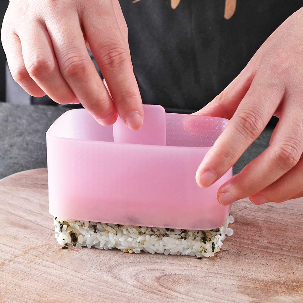 2 Pack Non-Stick Sushi Rice Press Mold & Rice Paddle - Hawaiian Musubi Maker Kit for Onigiri, Spam Musubi - Perfect for Home Cooking, Meal Prep, Picnics & Japanese Food Lovers (Pink)