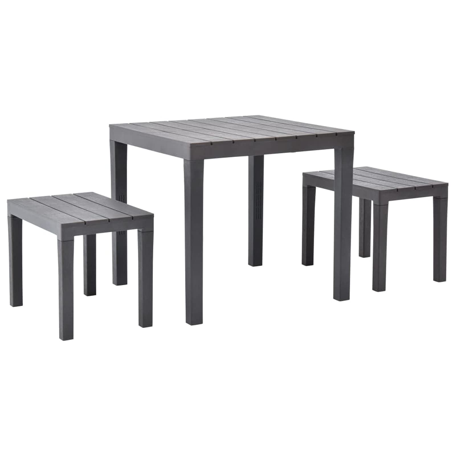 Tidyard 3-Piece Outdoor Dining Set - Brown Plastic Garden Table with 2 Bench Chairs for Patio, Backyard, Terrace, Bistro - Perfect for Outdoor Entertaining and Relaxing in Your Garden