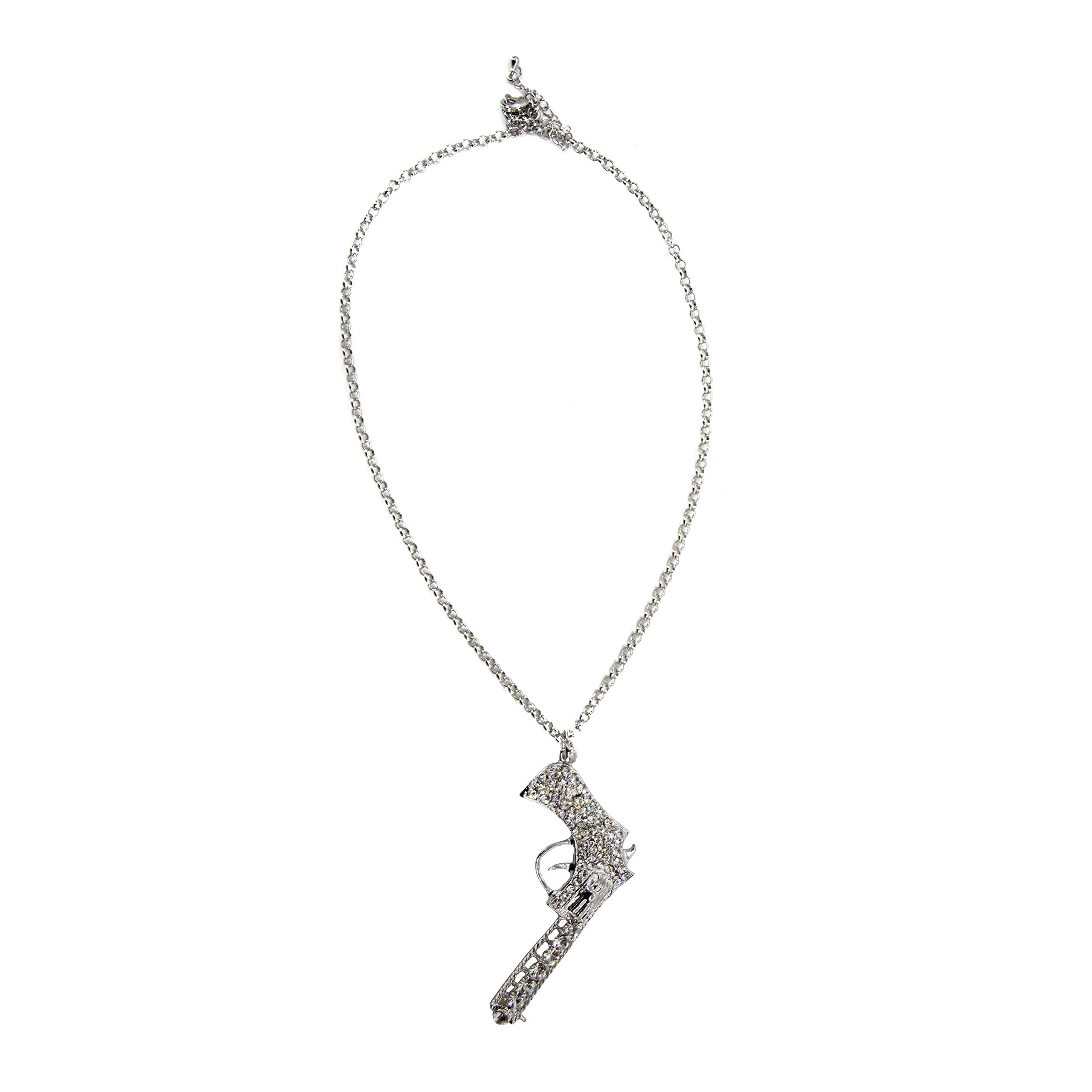 Sparkling Rhinestone Gun Pendant Necklace for Women - Elegant Jewelry Gift for Parties, Prom, and Special Occasions