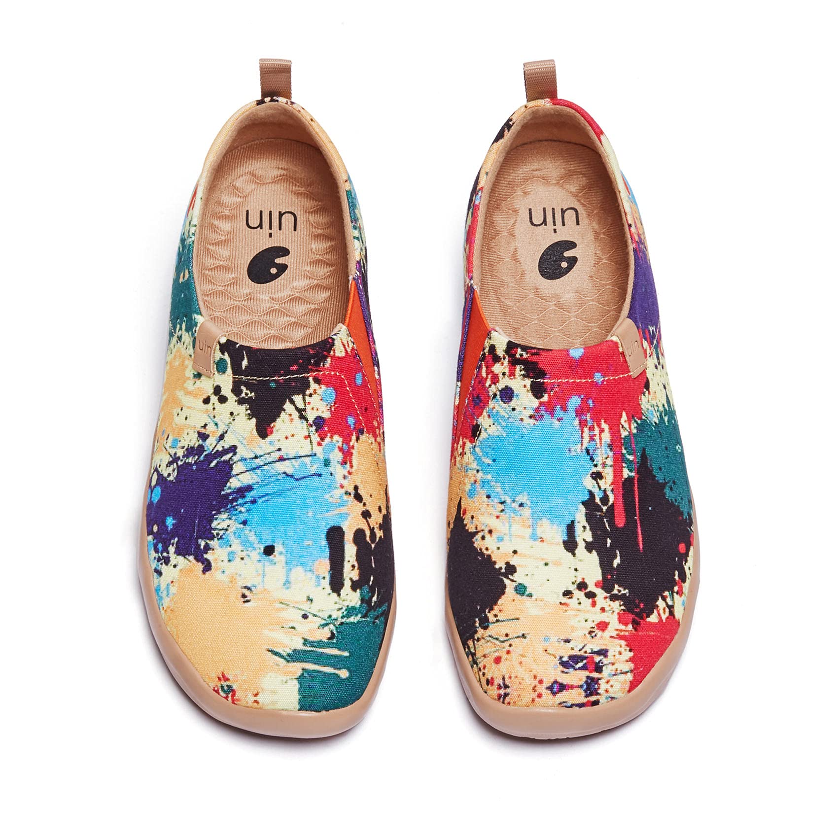 UIN Women's Slip On Sneakers - Comfortable Knit Loafers with Artistic Painting | Soft Walking Shoes for Women | Perfect for Casual Wear, Travel & Everyday Comfort