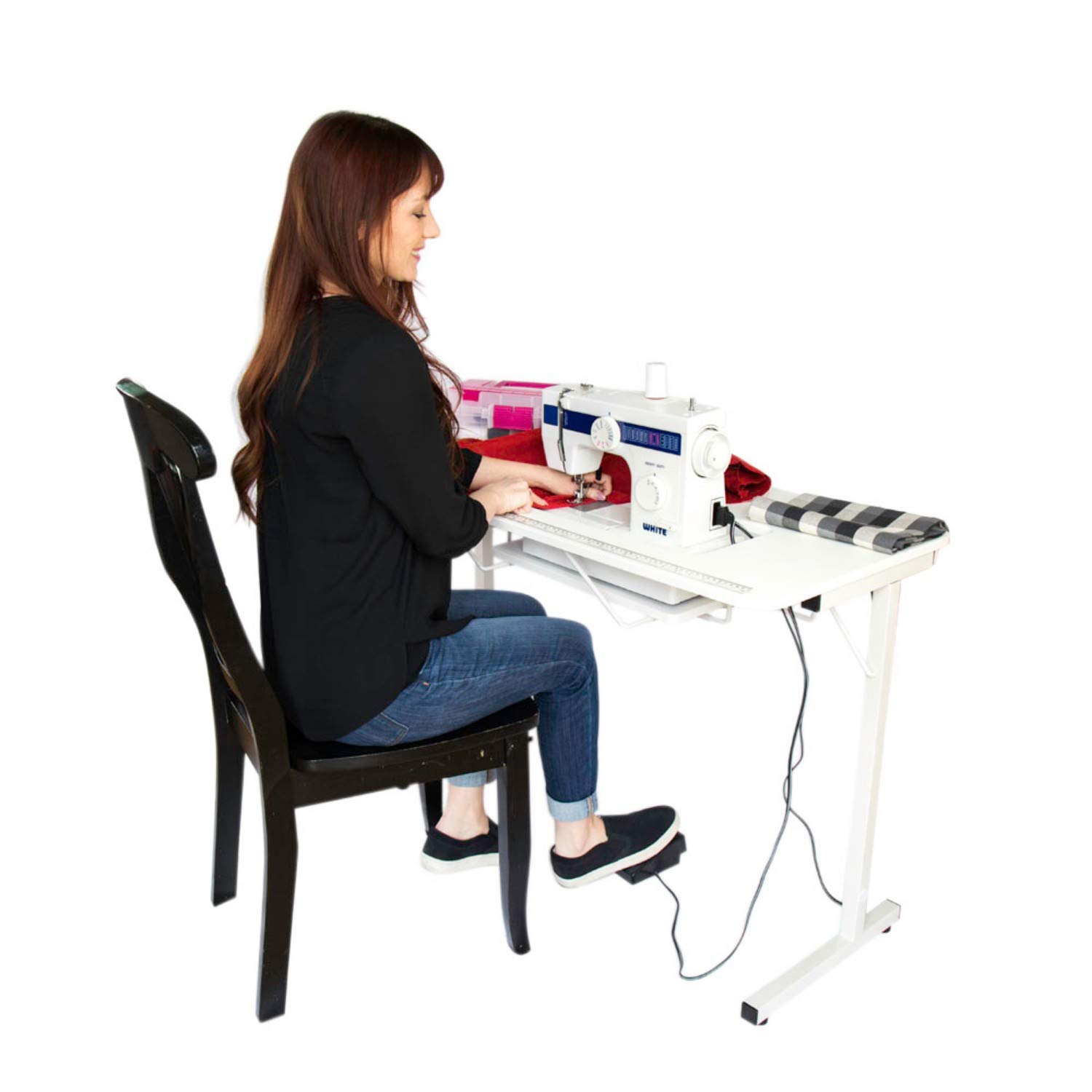 SewingRite SewStation 101 Portable Folding Sewing Table with Steel Legs - White Sewing Machine Table for Home, Office & Business - Ideal for Quilting, Crafting & DIY Projects