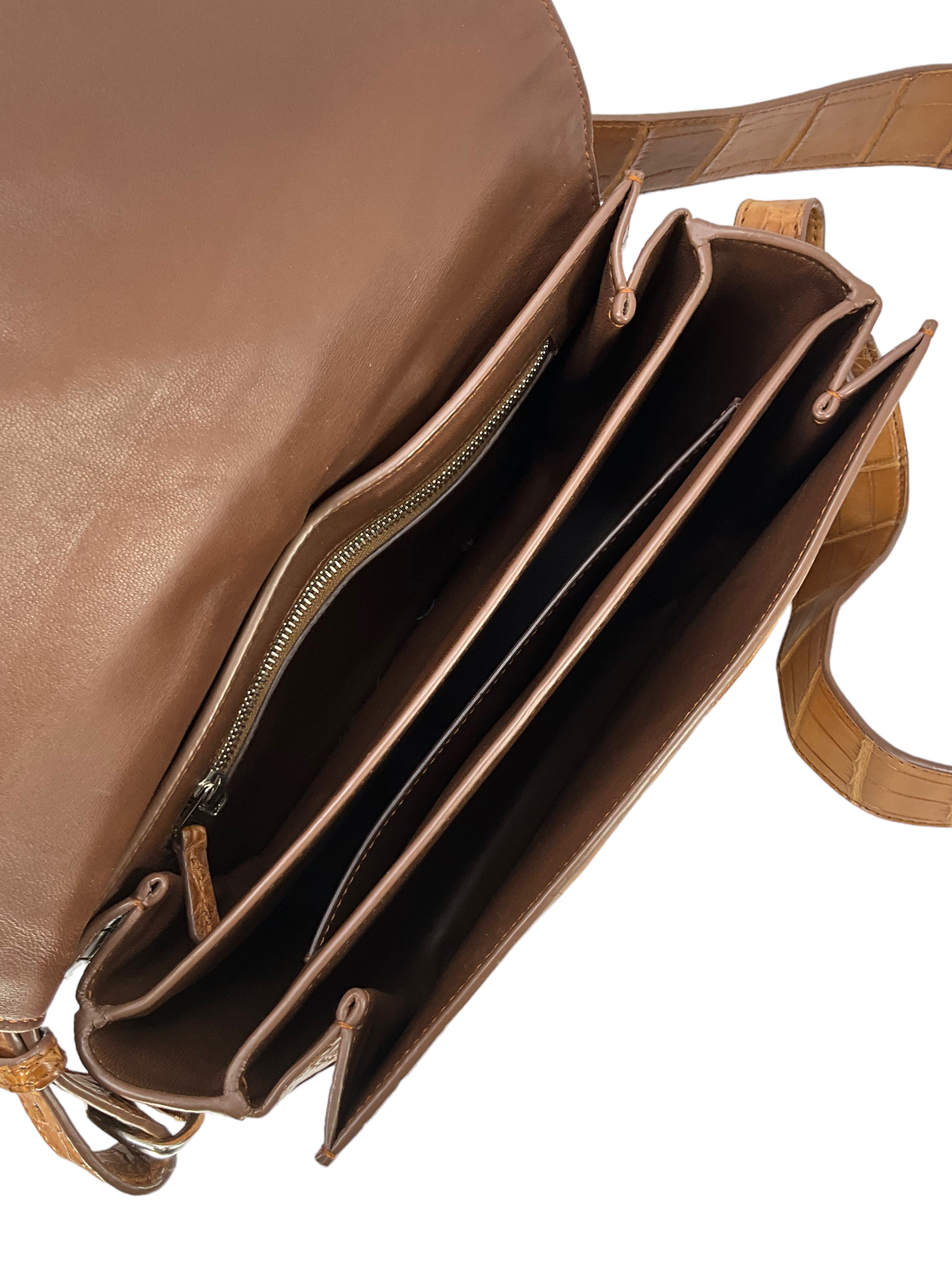 LORO PIANA Alligator Medium Flap Bag - Luxury Genuine Alligator Leather Handbag for Women | Perfect for Evening Events, Parties & Special Occasions