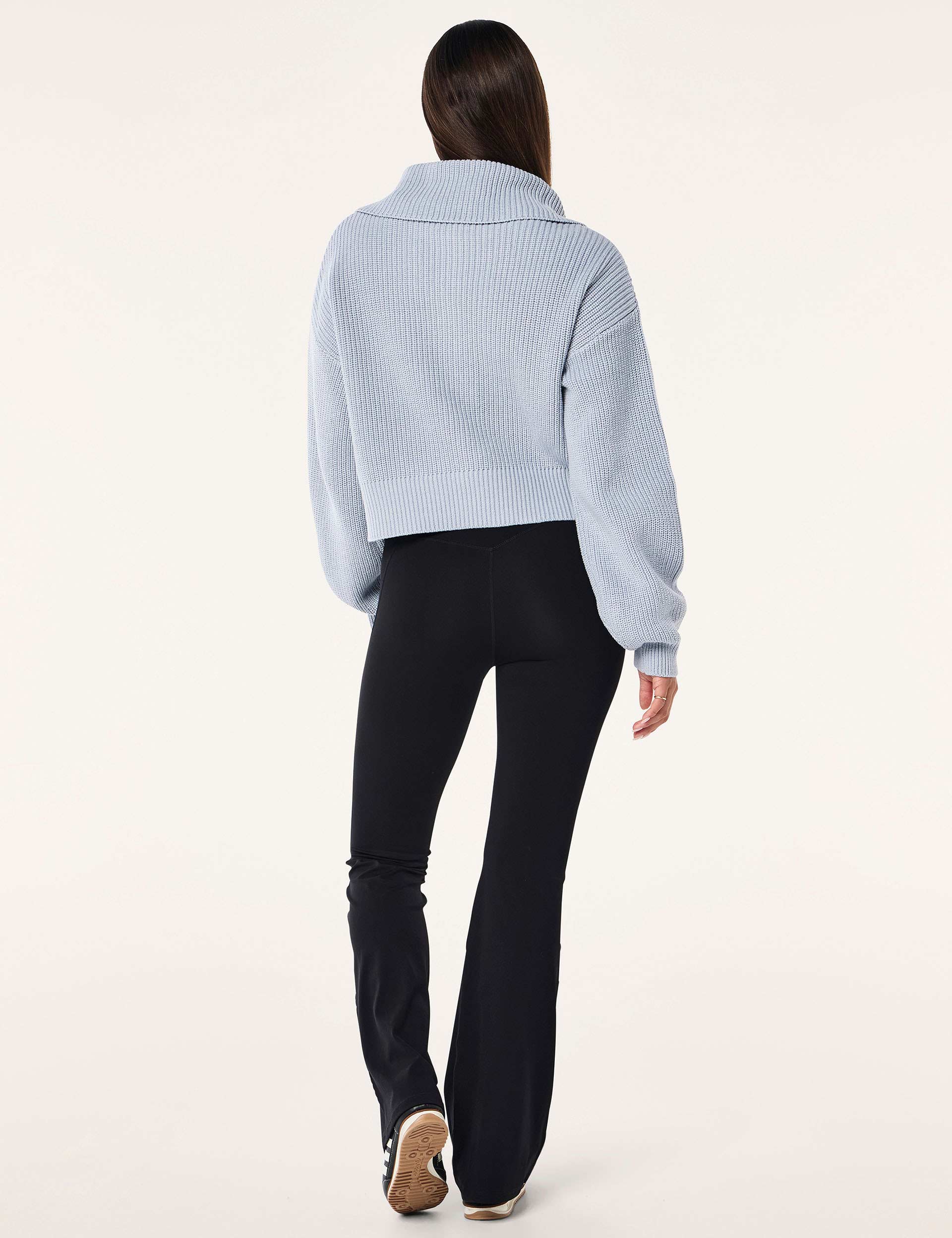 Premium High Season Zip Neck Knit Sweater for Women - Soft & Warm Ice Blue Pullover - Perfect for Winter Fashion, Casual Outings & Cozy Layering