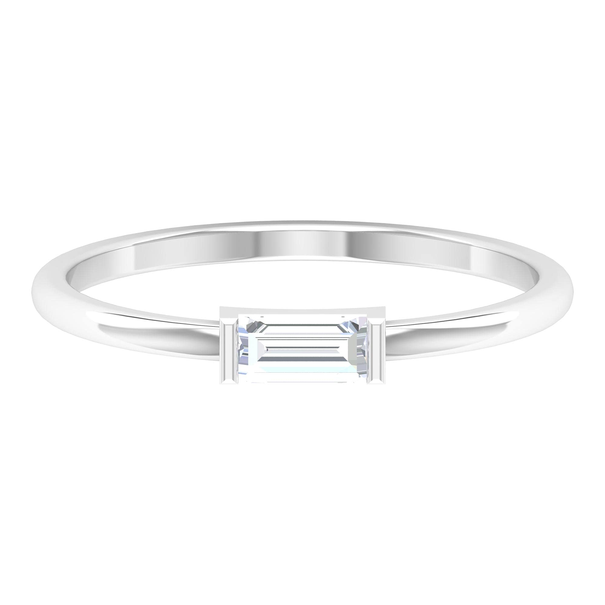 Minimalist Diamond Ring for Women - 14K Solid Gold East West Bar Set Promise Ring, April Birthstone | Elegant Everyday Wear, Engagement Gift, Anniversary Jewelry