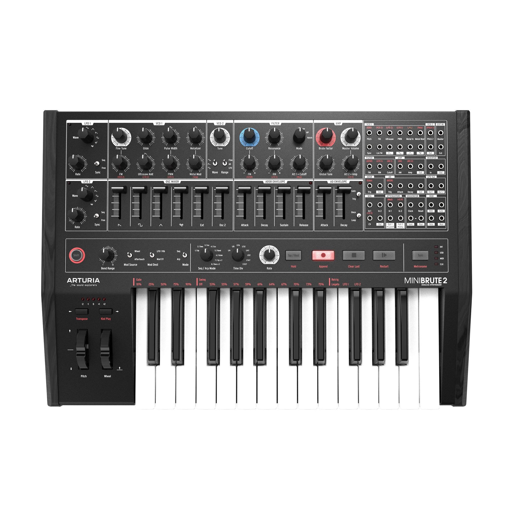 Arturia Minibrute 2 Semi-Modular Analog Synthesizer - Professional Keyboard for Music Production & Live Performance | Perfect for Studio Recording, Electronic Music Creation & Sound Design