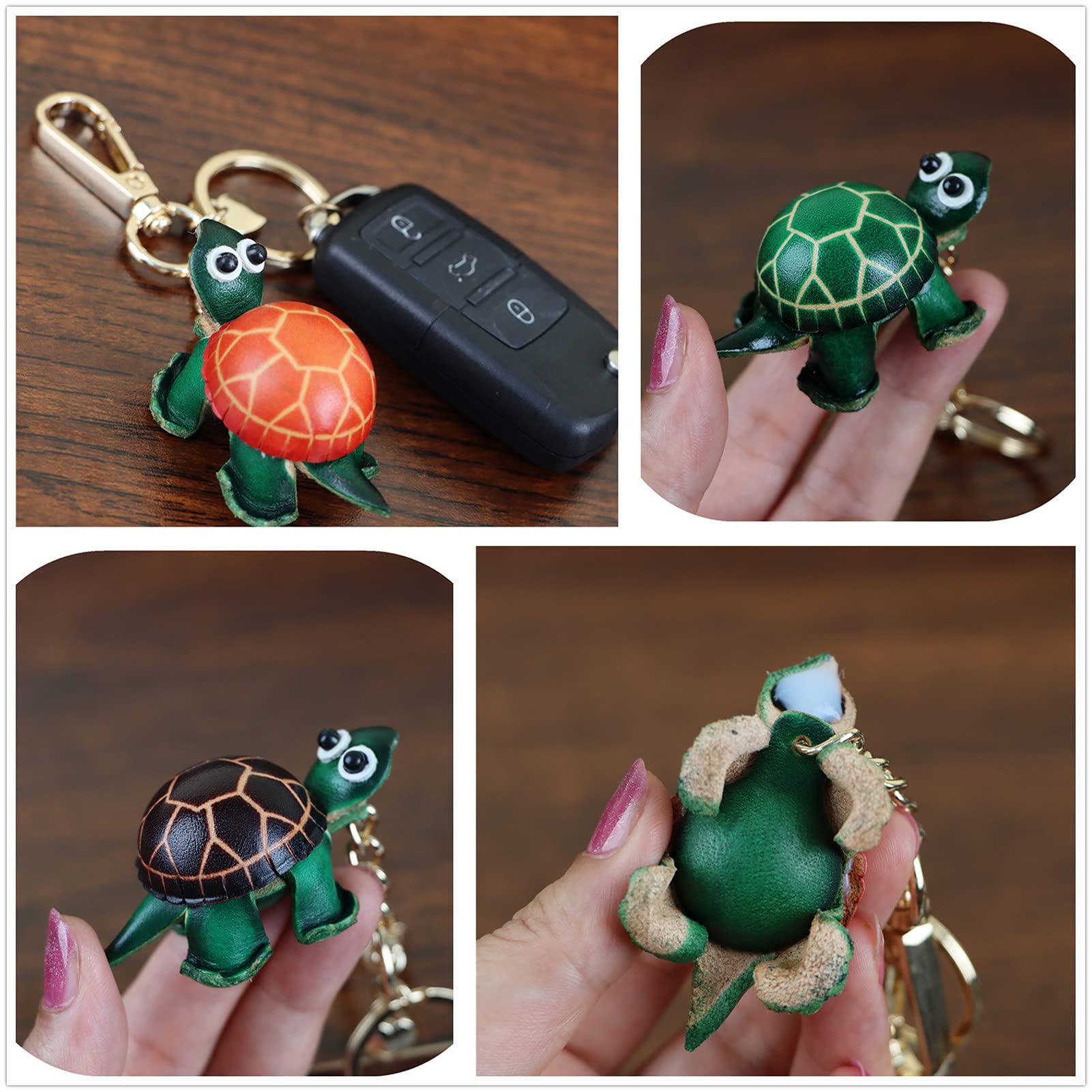 Handmade Cowhide Tortoise Keychain - Cute Animal Keyring for Men & Women - Unique Leather Backpack Pendant Gift for Her - Perfect for Key Organization, Travel Accessories & Everyday Carry