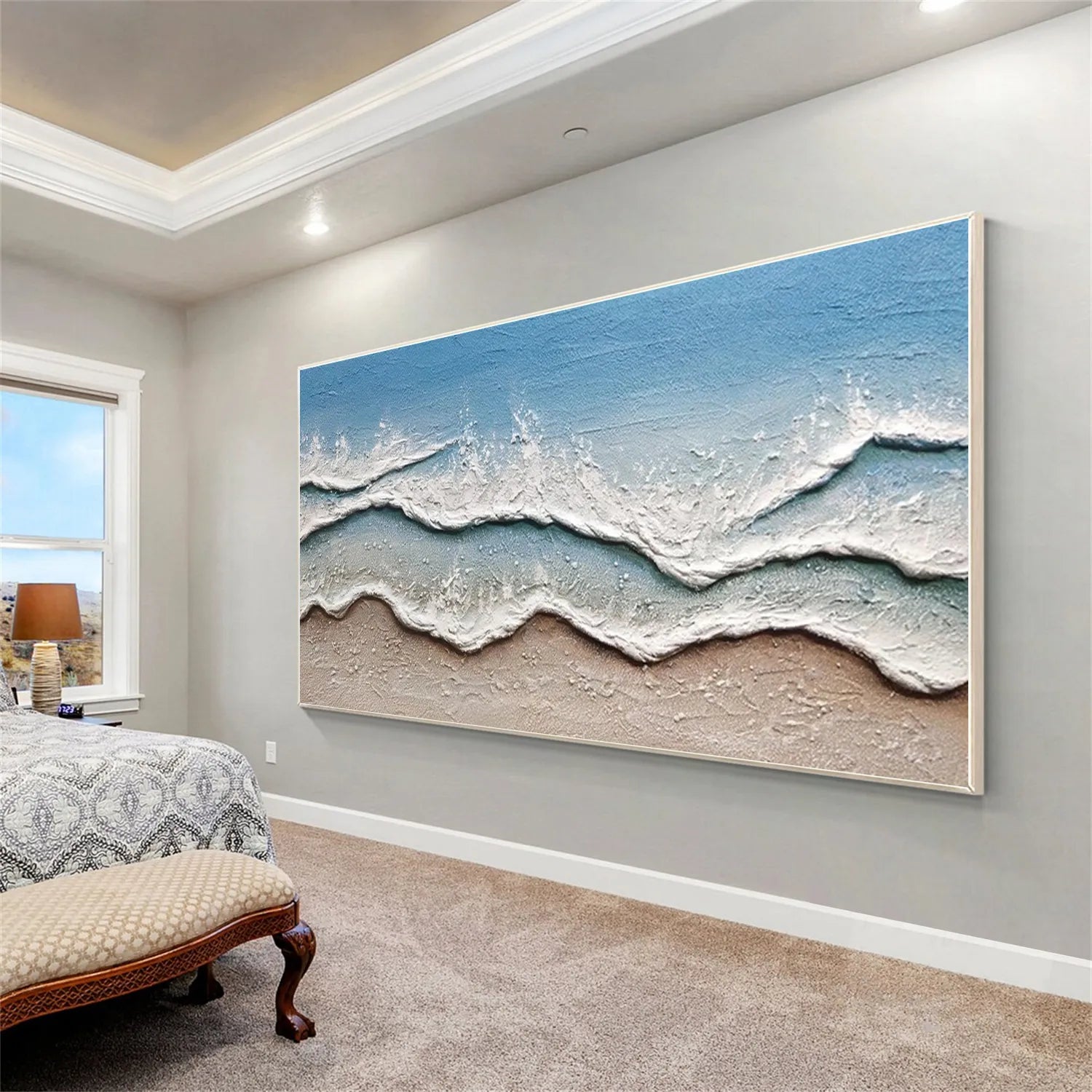 Ocean And Sky Painting #OS 168 - Handmade Canvas Wall Art for Home & Office Decor - Perfect for Living Room, Bedroom or Gift